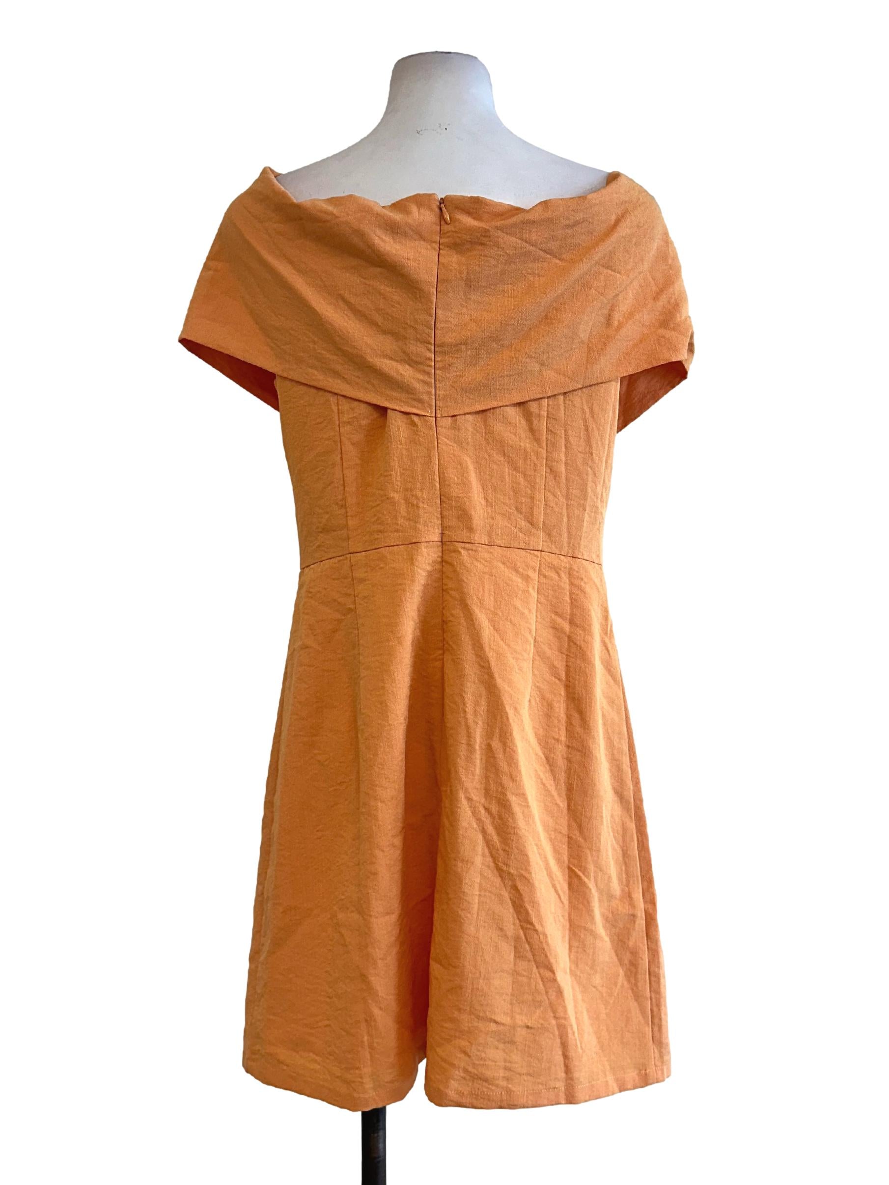 Carrot Orange Textured Mini Dress LB
