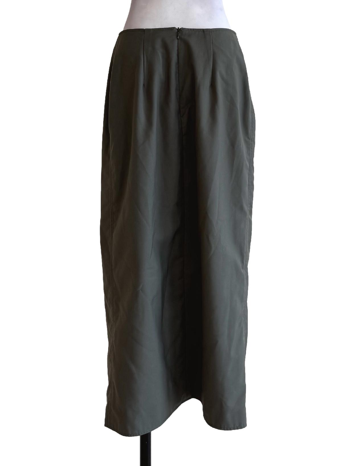 Army Green Front Slit Skirt