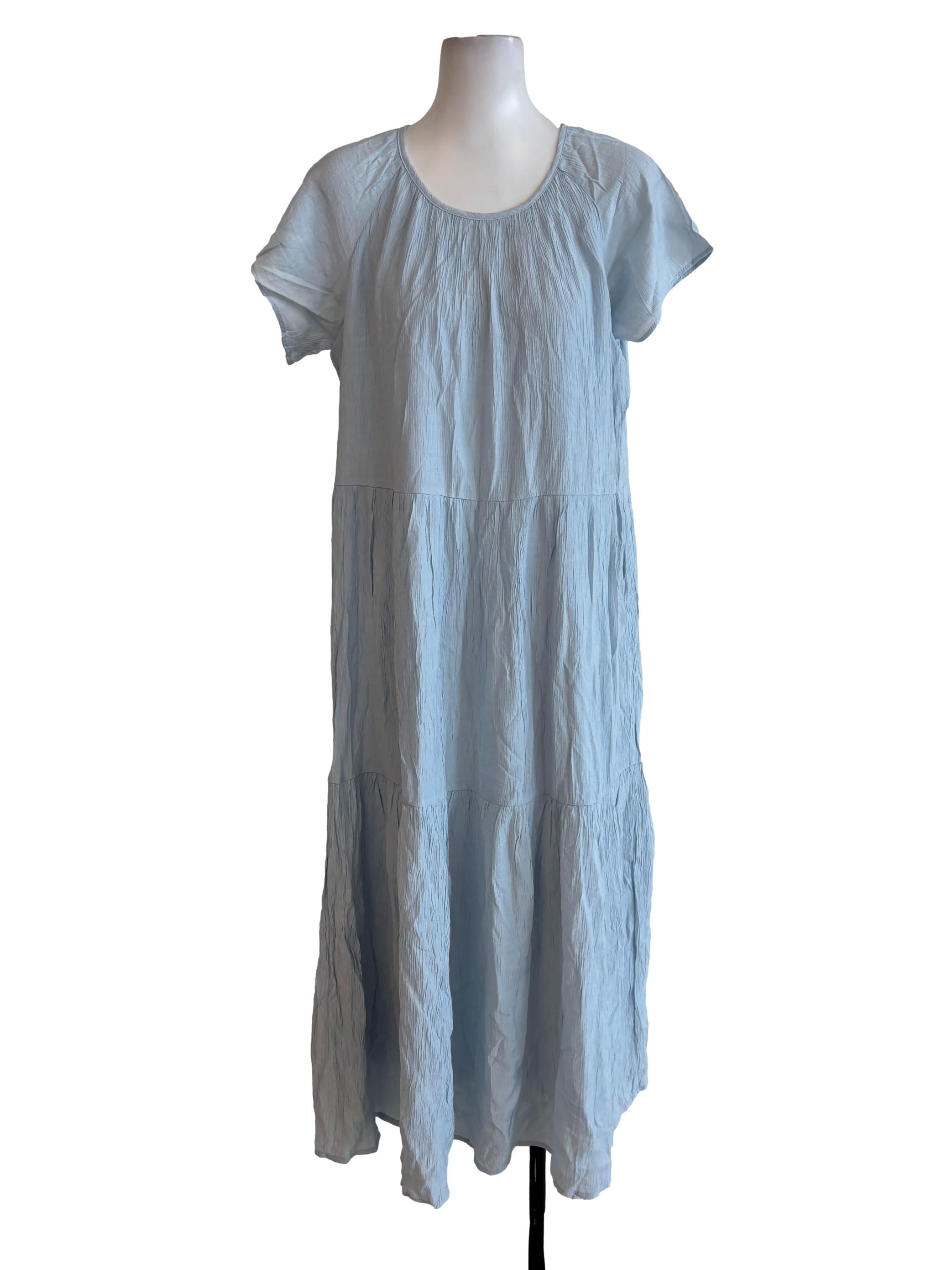 Skyblue Crinckled Tierred Dress