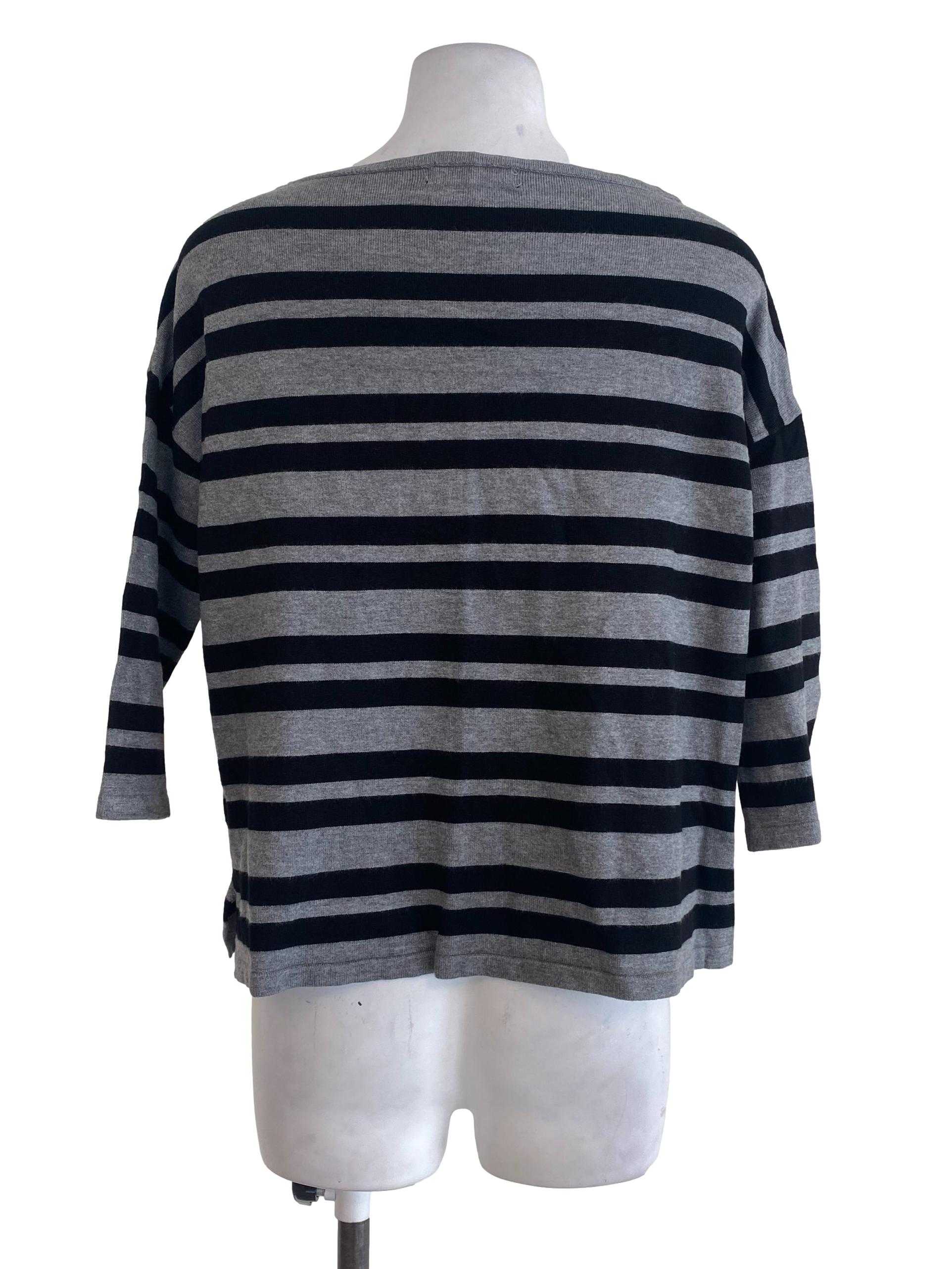 Grey Black Striped Top