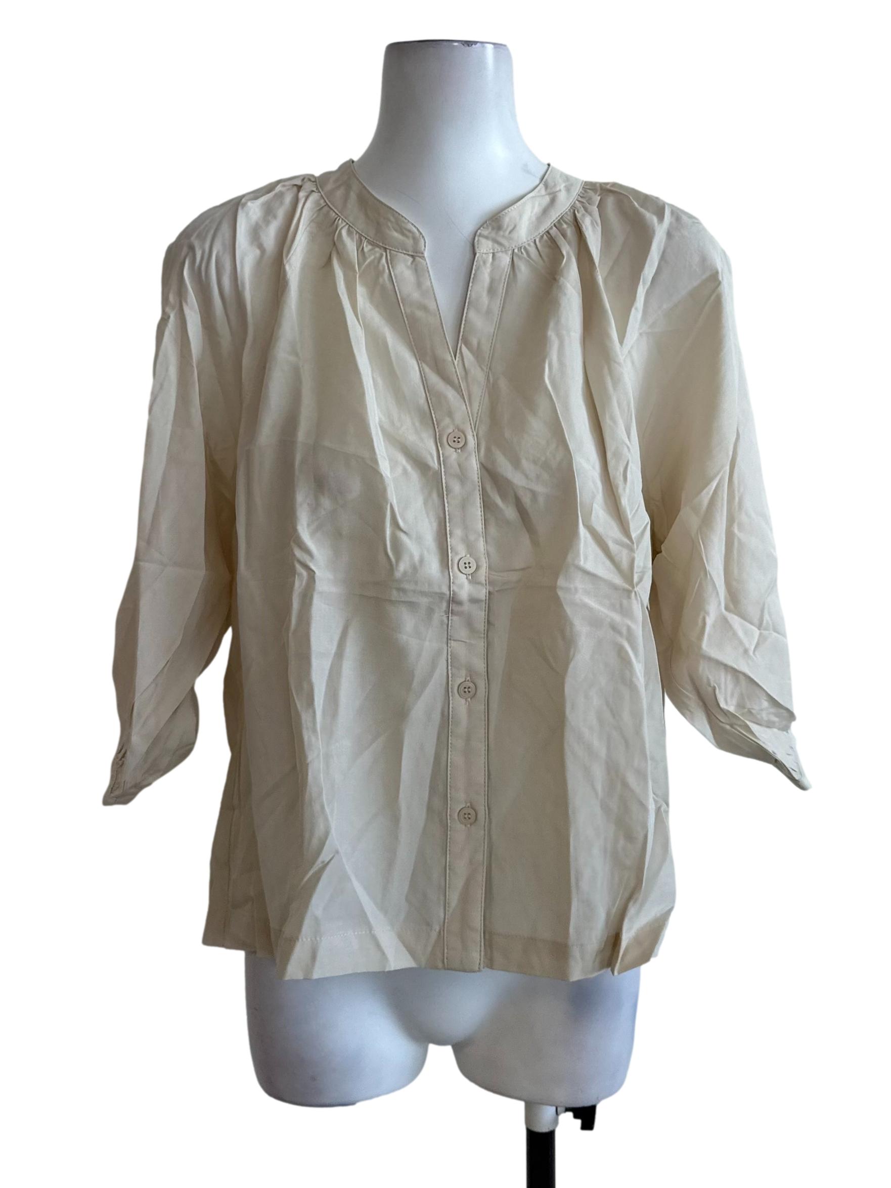 Oat Beige Button Casual Top