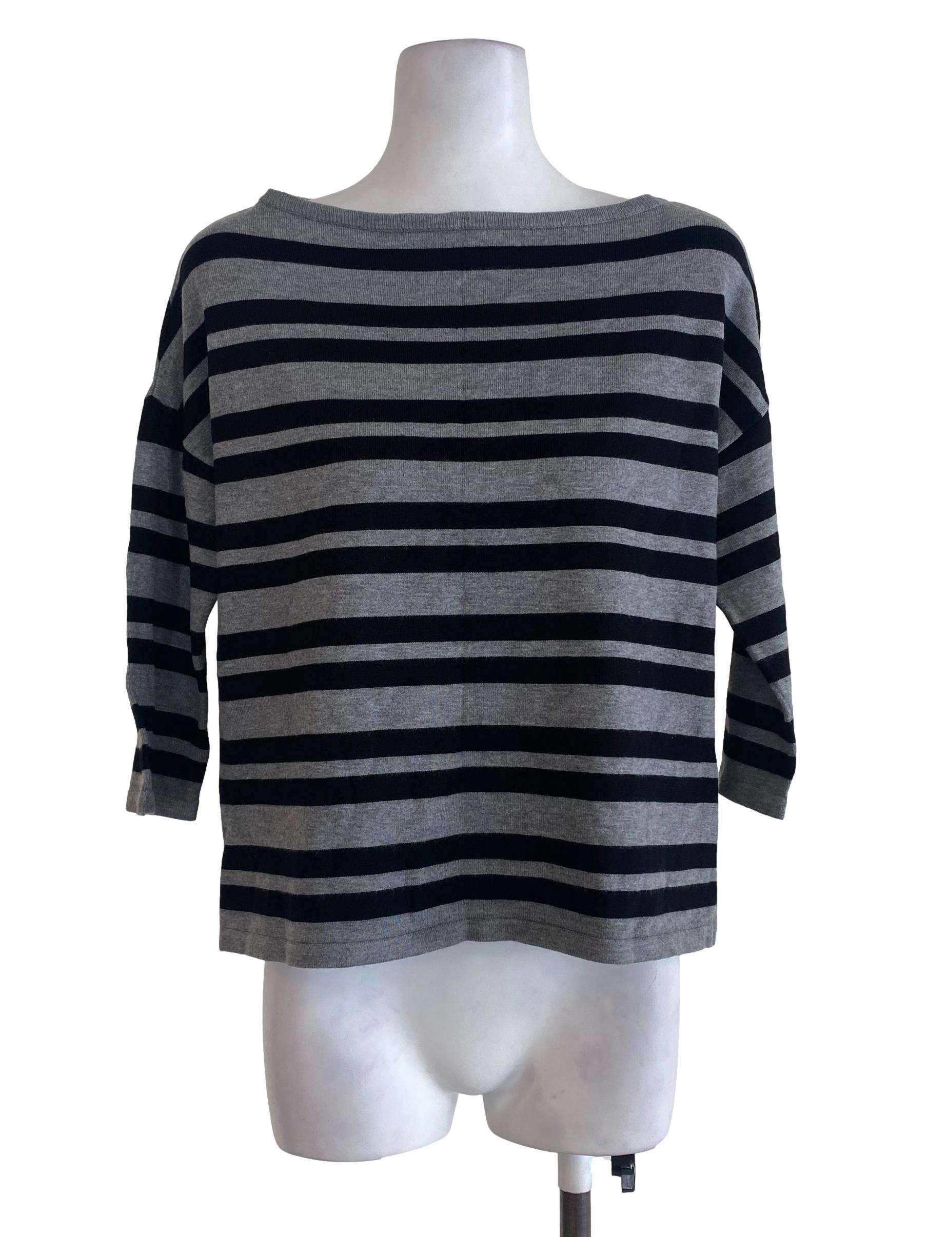 Grey Black Striped Top