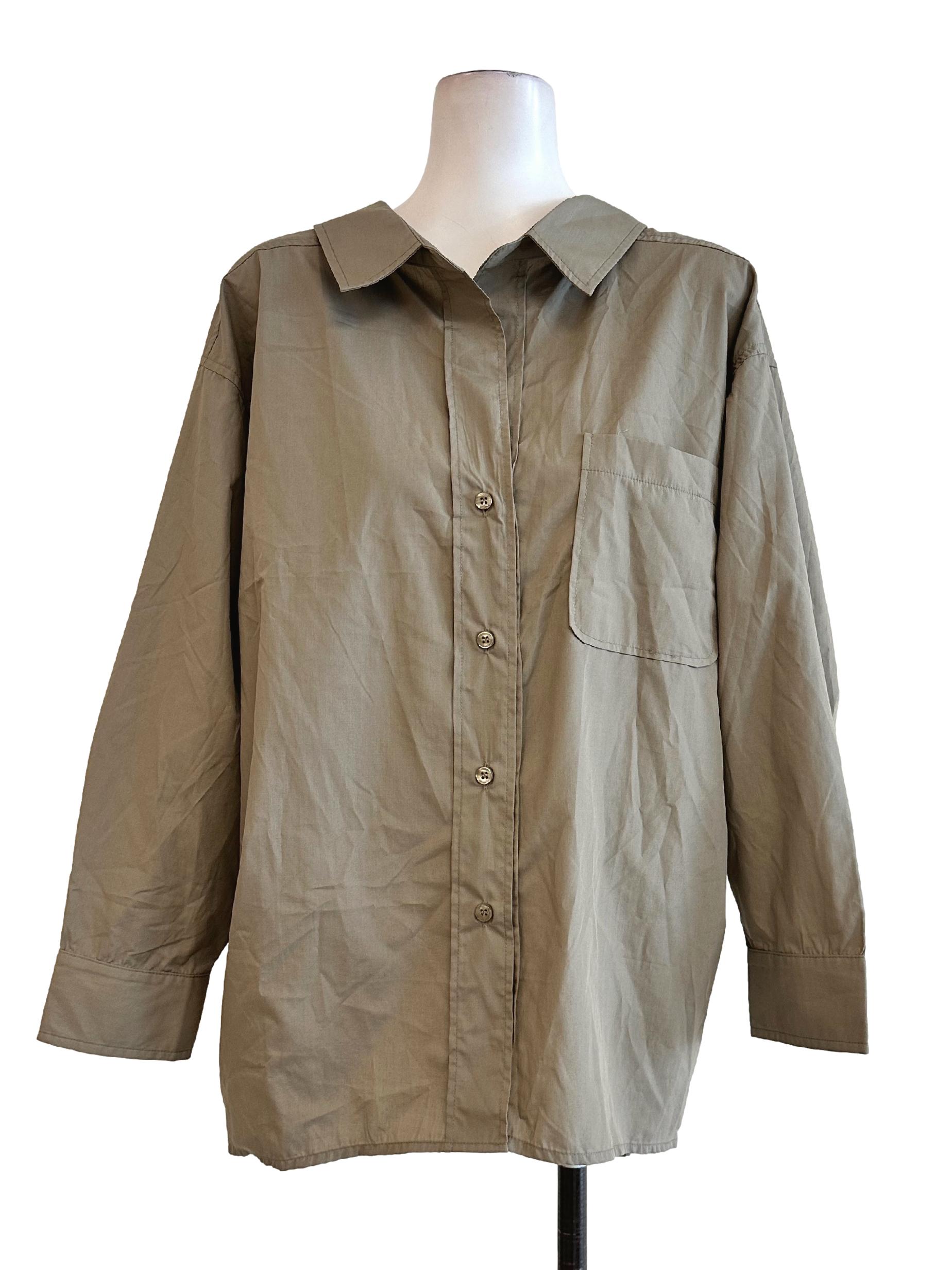 Crocodile Green Collar Button Blouse