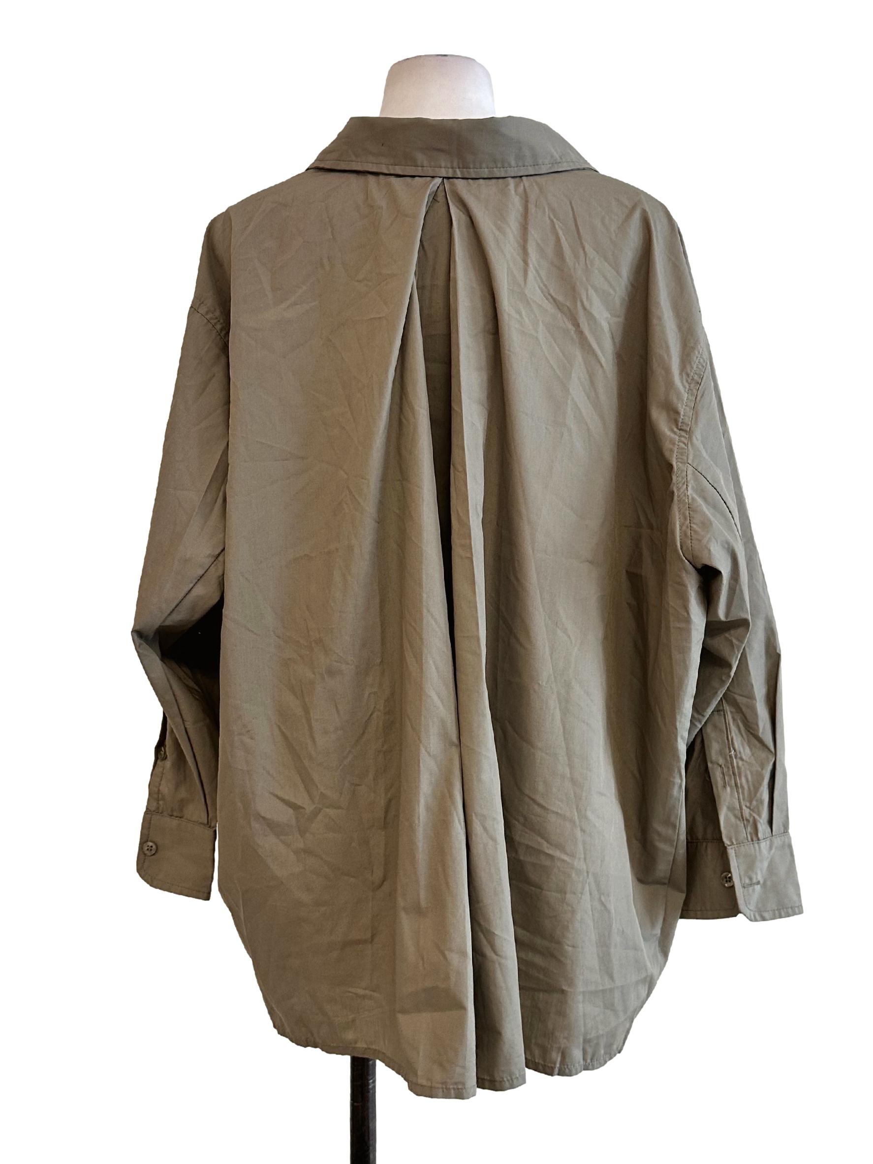 Crocodile Green Collar Button Blouse
