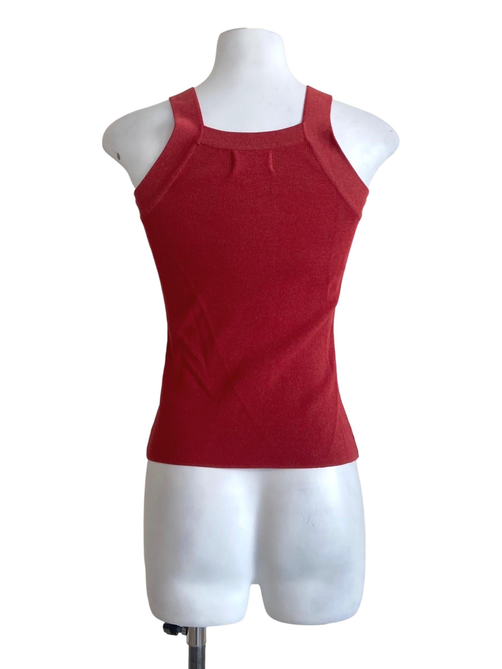 Red Knitted Boat-Neck Top OSN