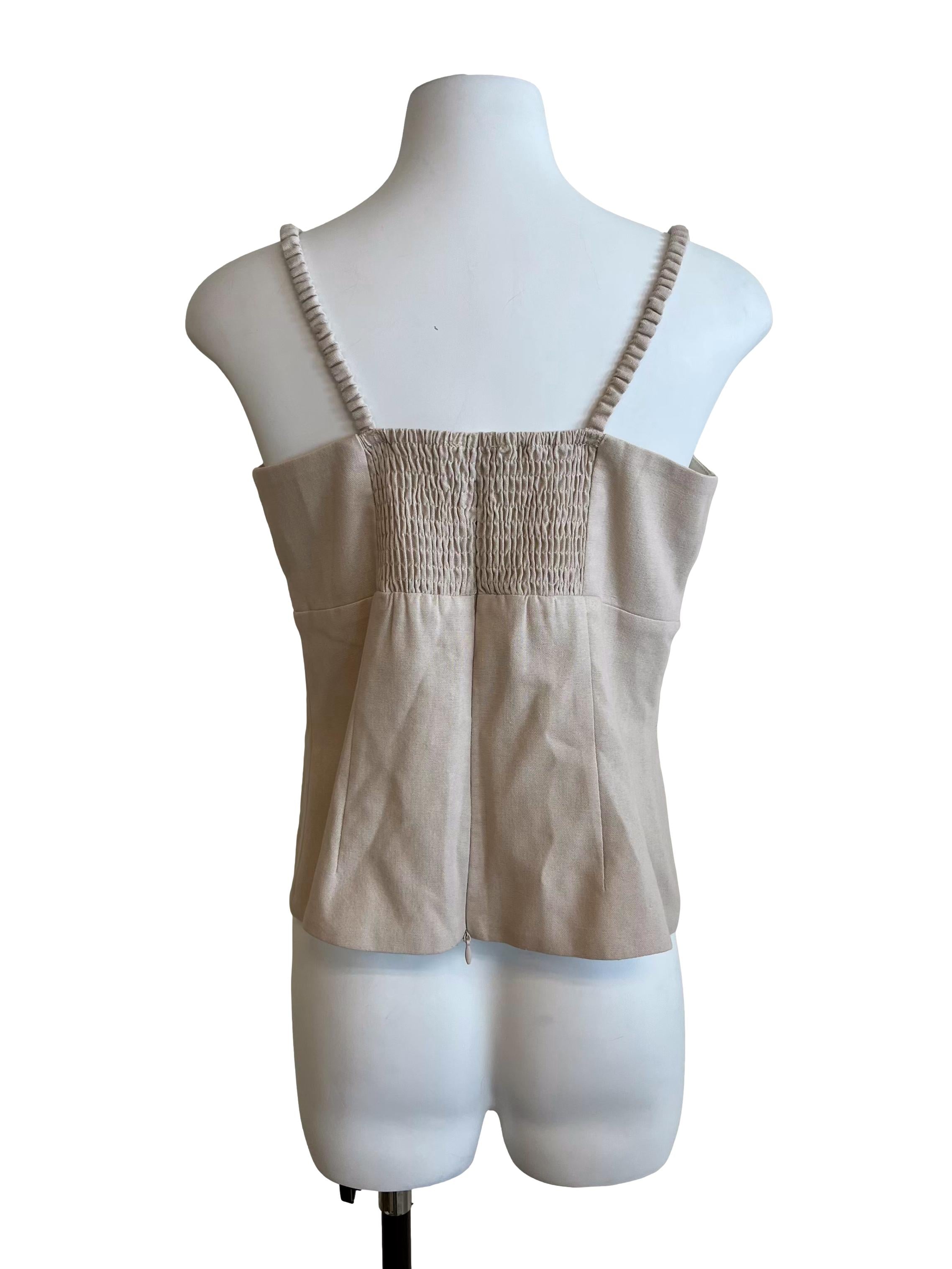 Beige Babydoll Ribbon Top