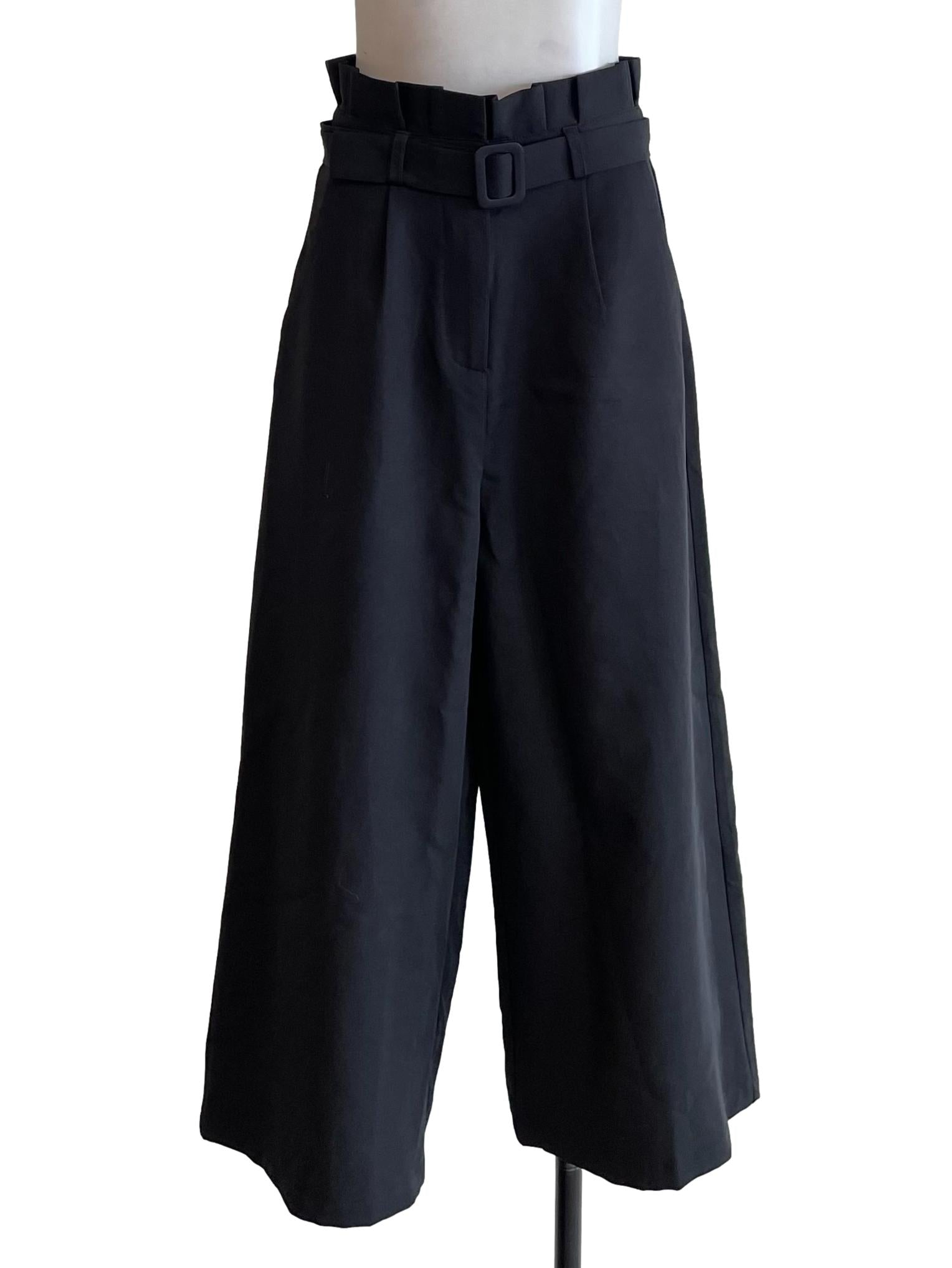 Black Ruffle Waist Pants