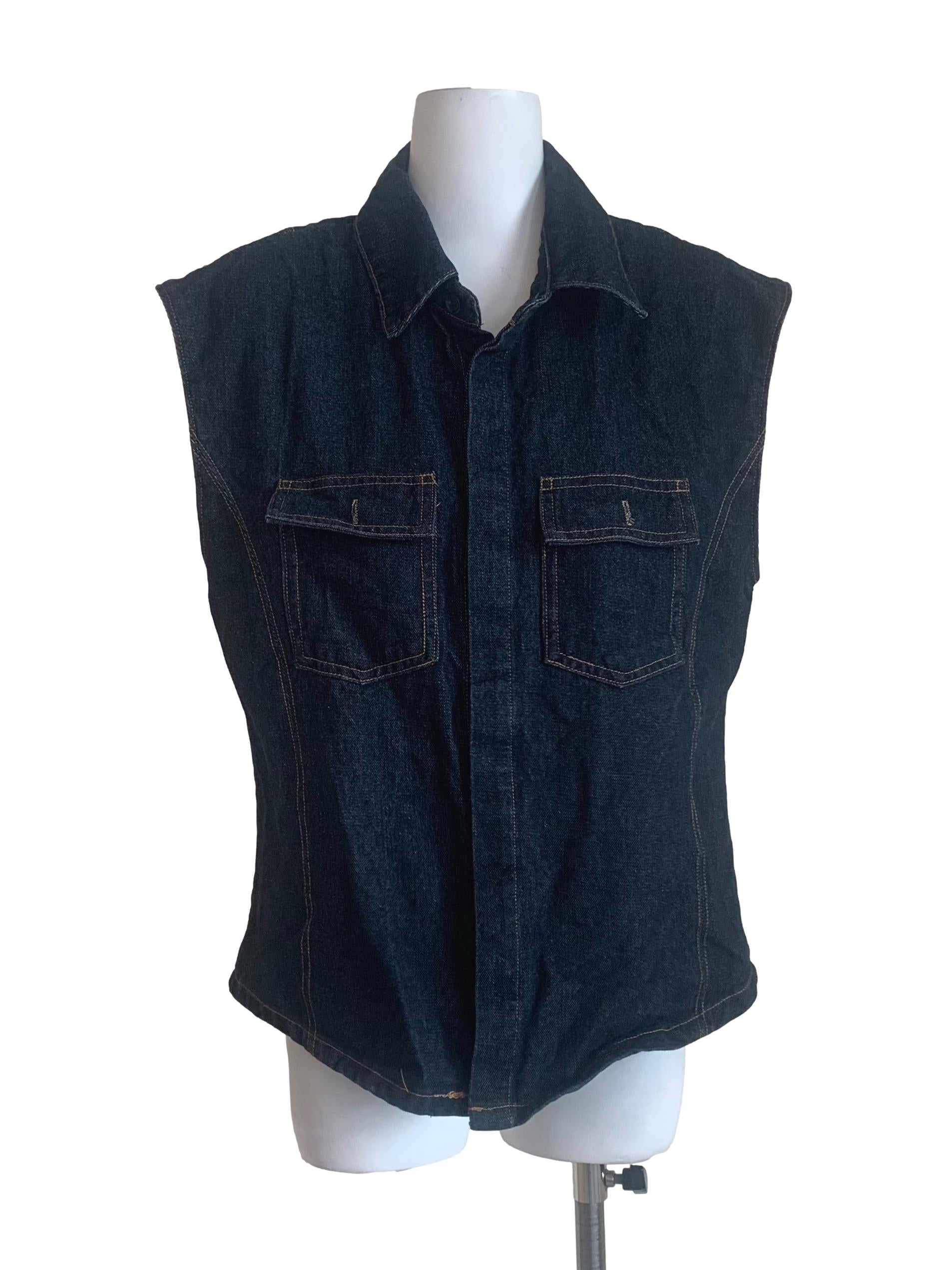 Denim Blue Collared Vest