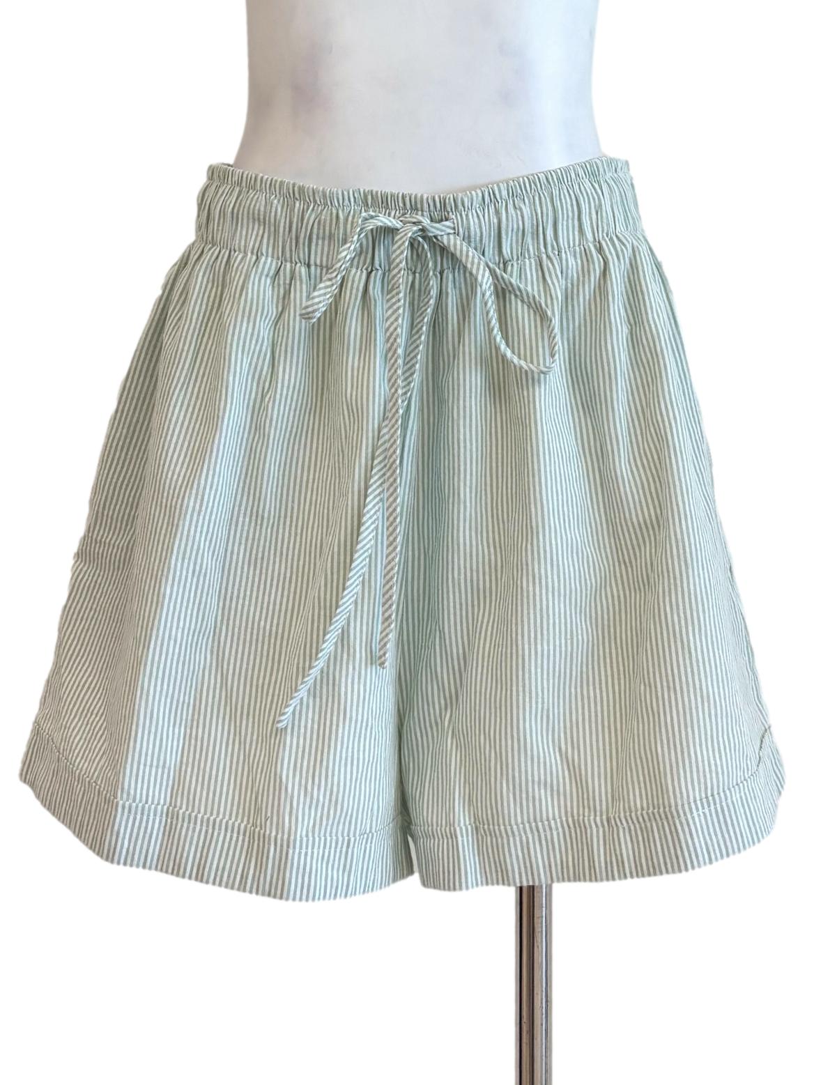Mint Green Striped Relaxed Short