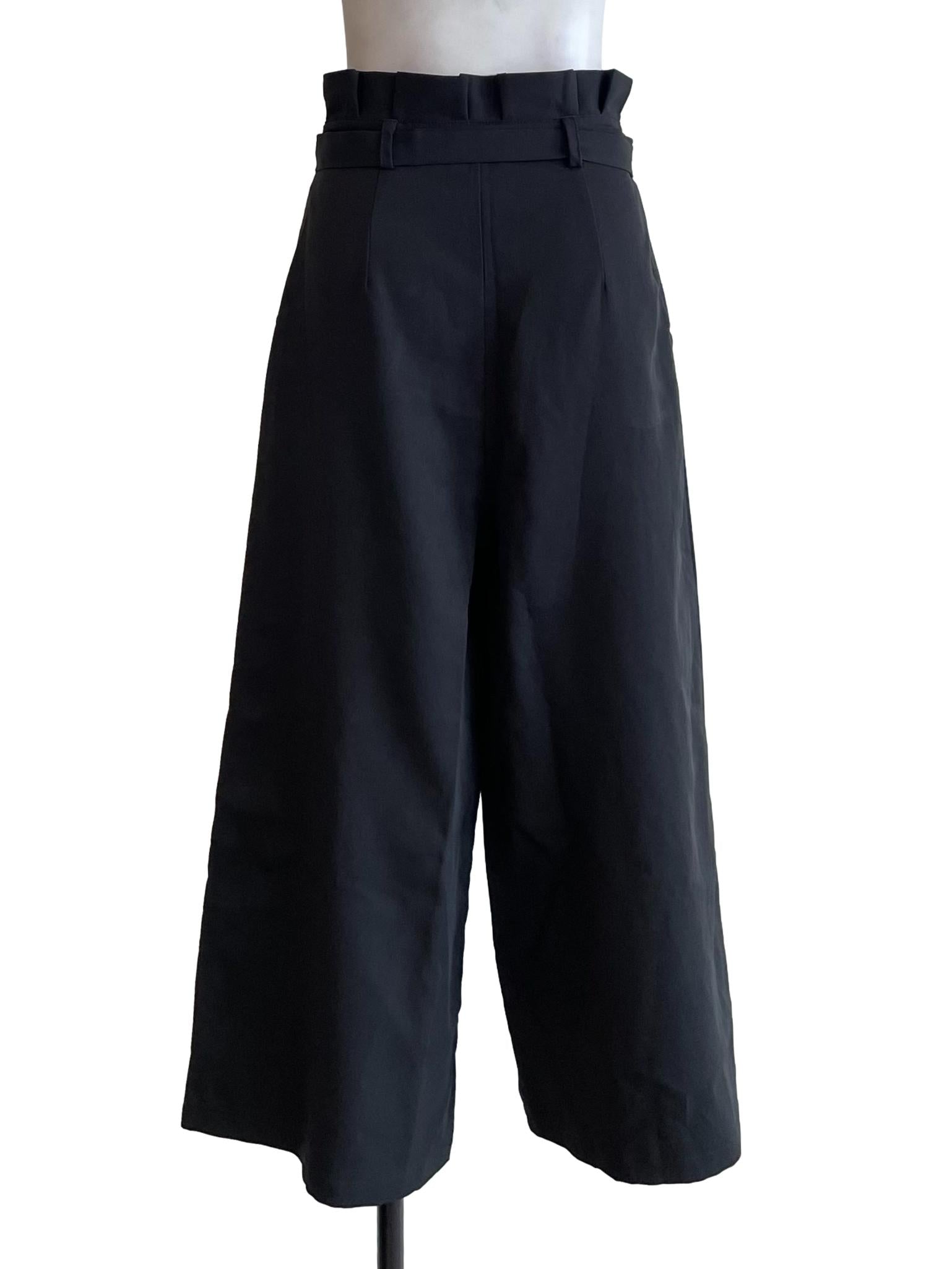 Black Ruffle Waist Pants