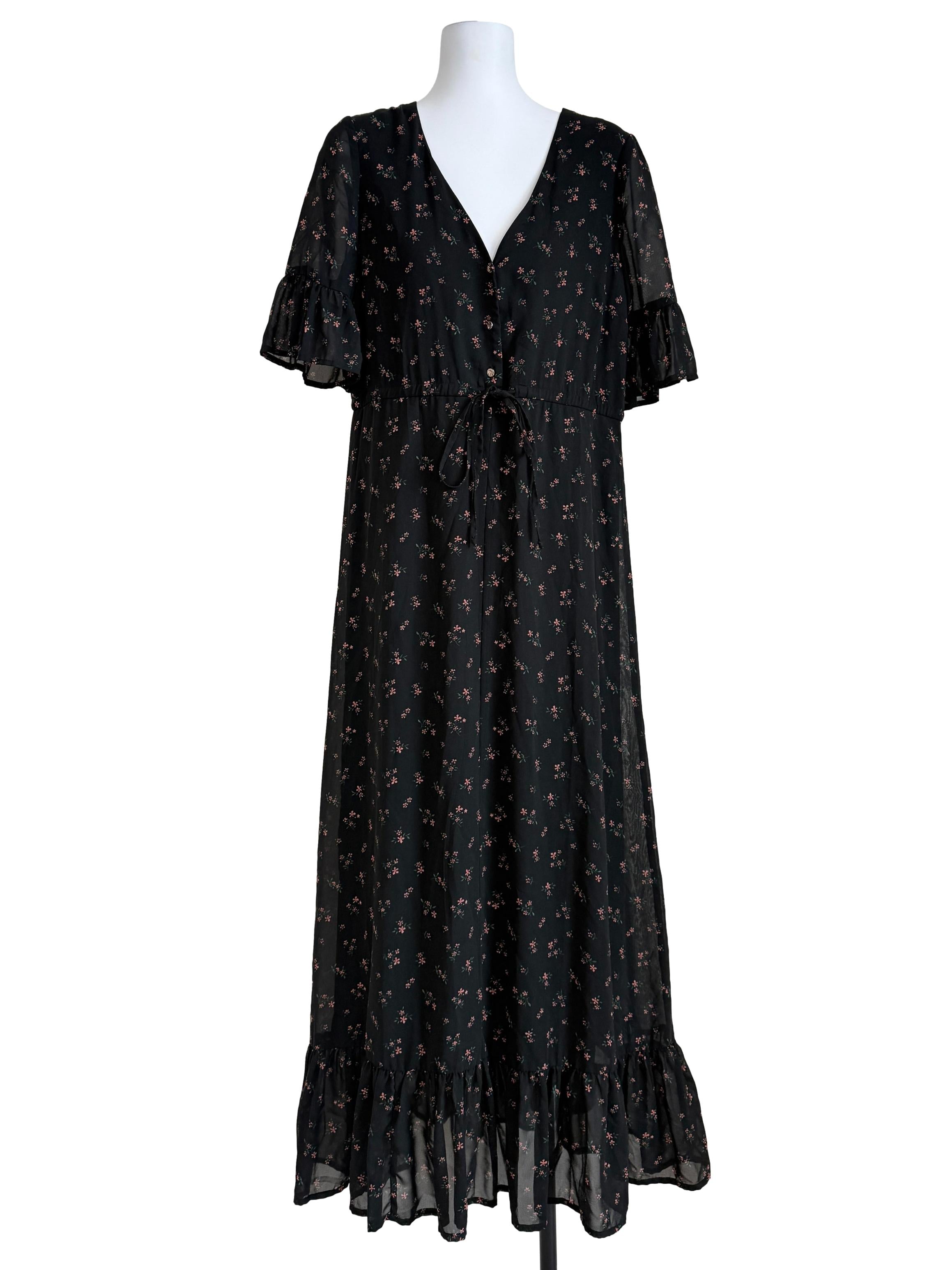Black Flower Printed Dress