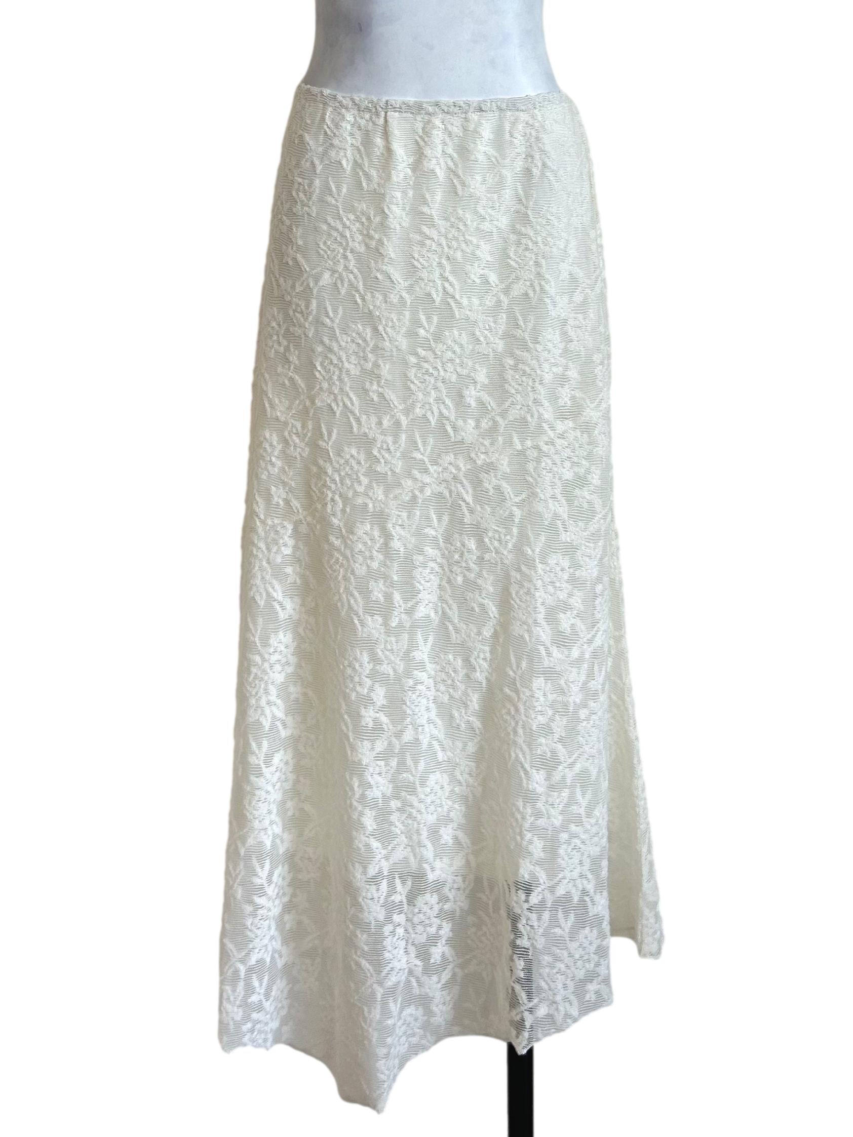 Cream Floral Lace Maxi Skirt