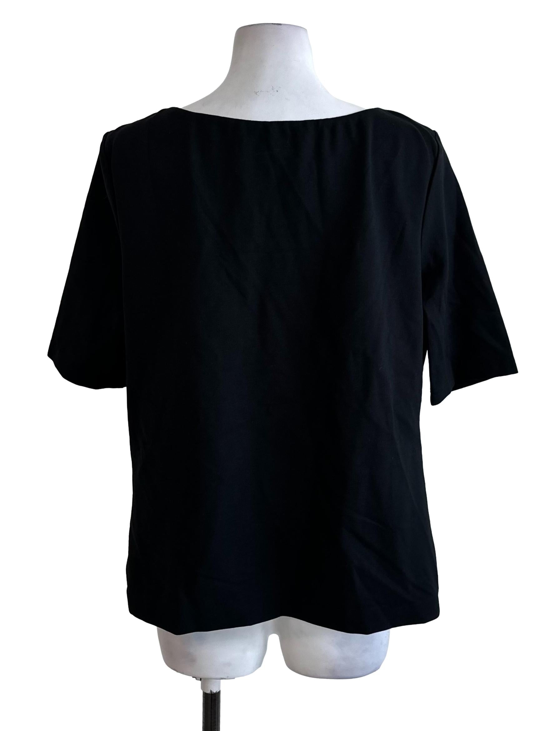 Onyx Black Square Neck Short Sleeve Top