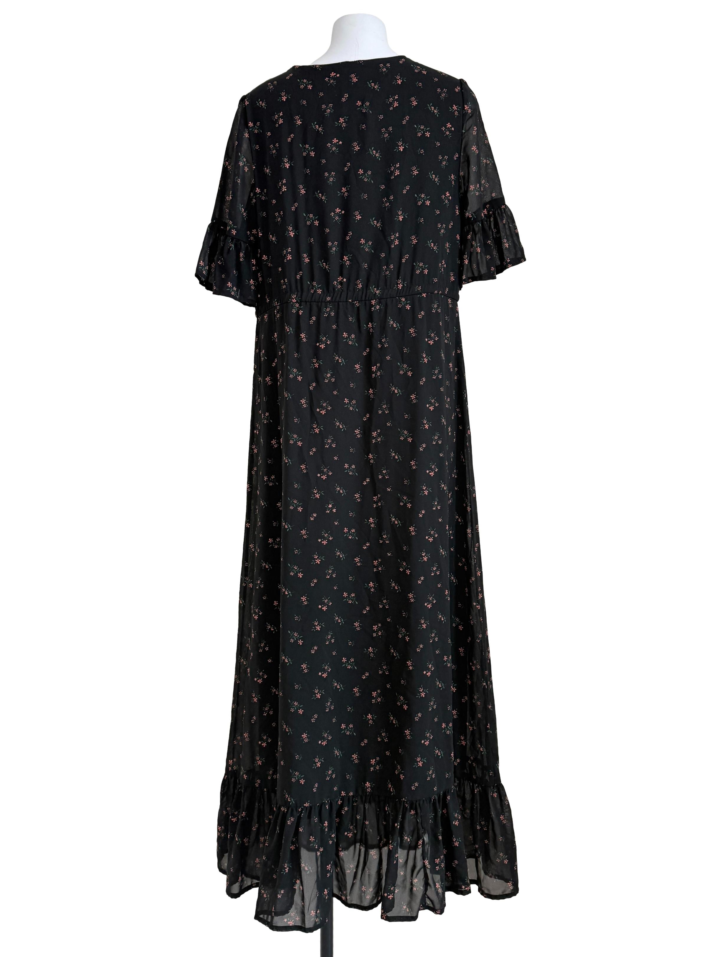 Black Flower Printed Dress