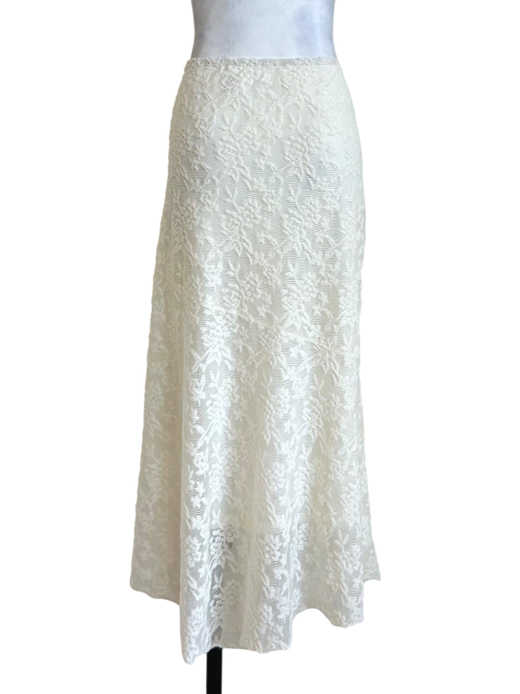 Cream Floral Lace Maxi Skirt