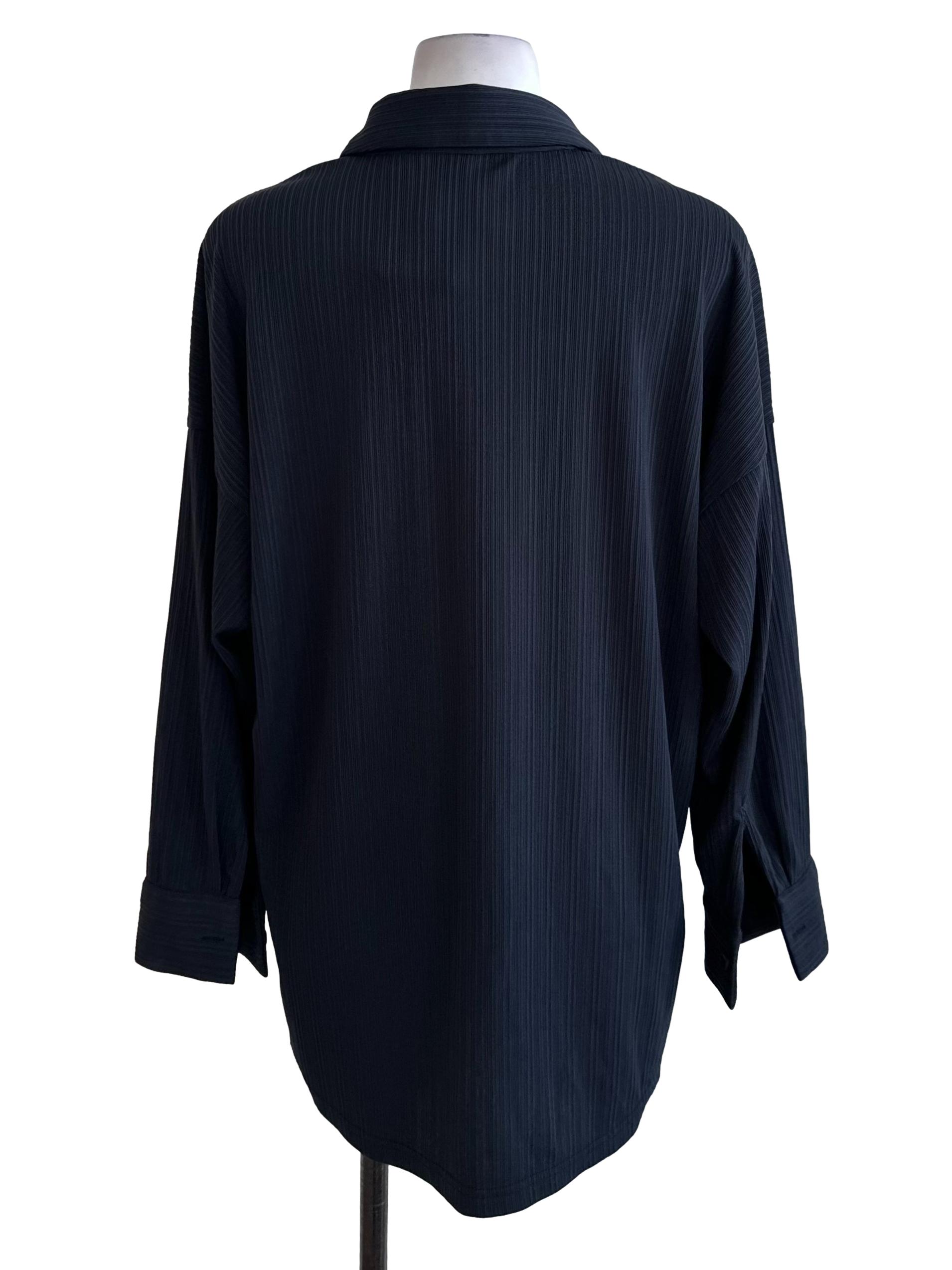 Midnight Blue Textured Collar Top
