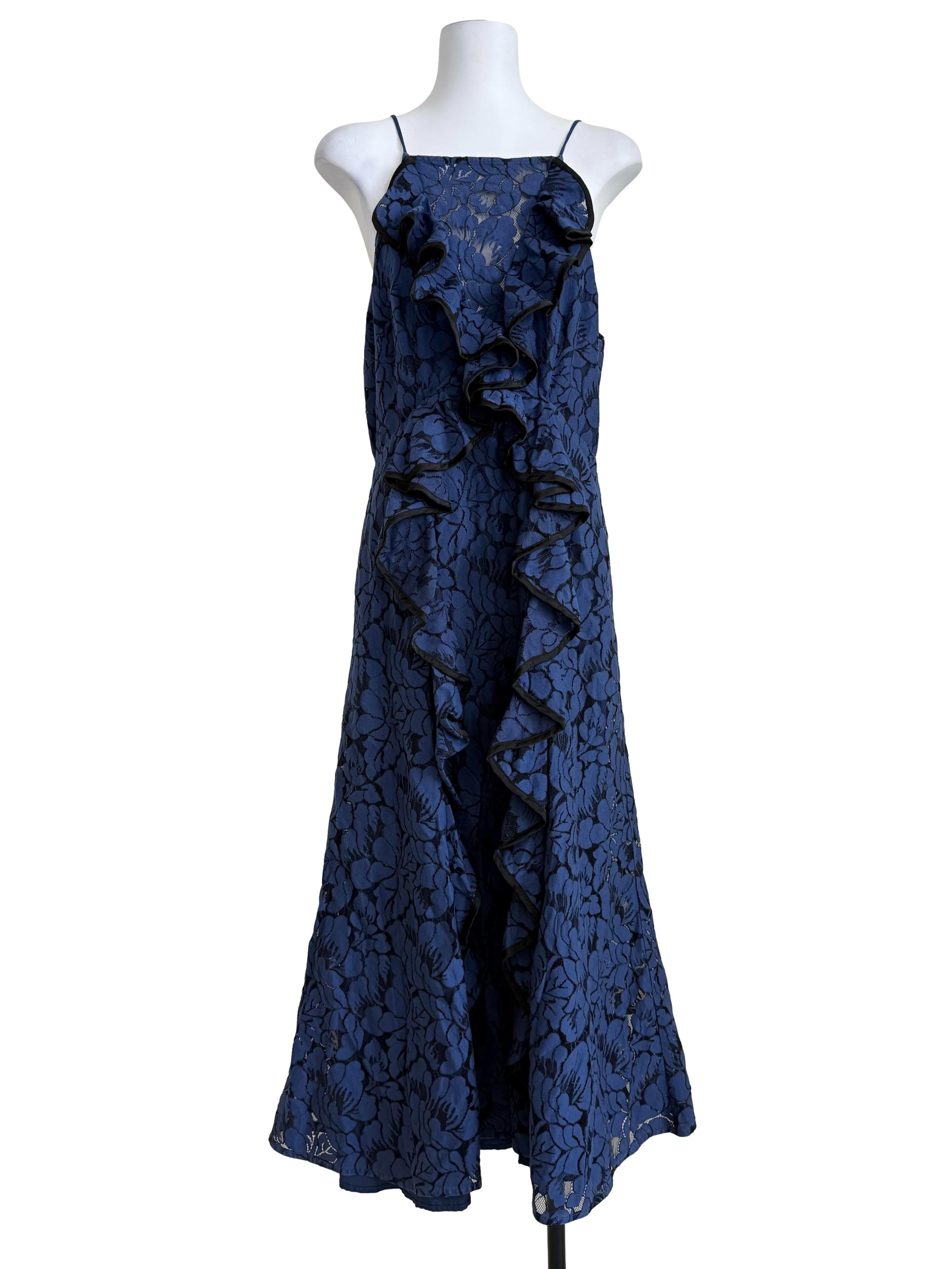 Admiral Blue Lace Ruffle Dress