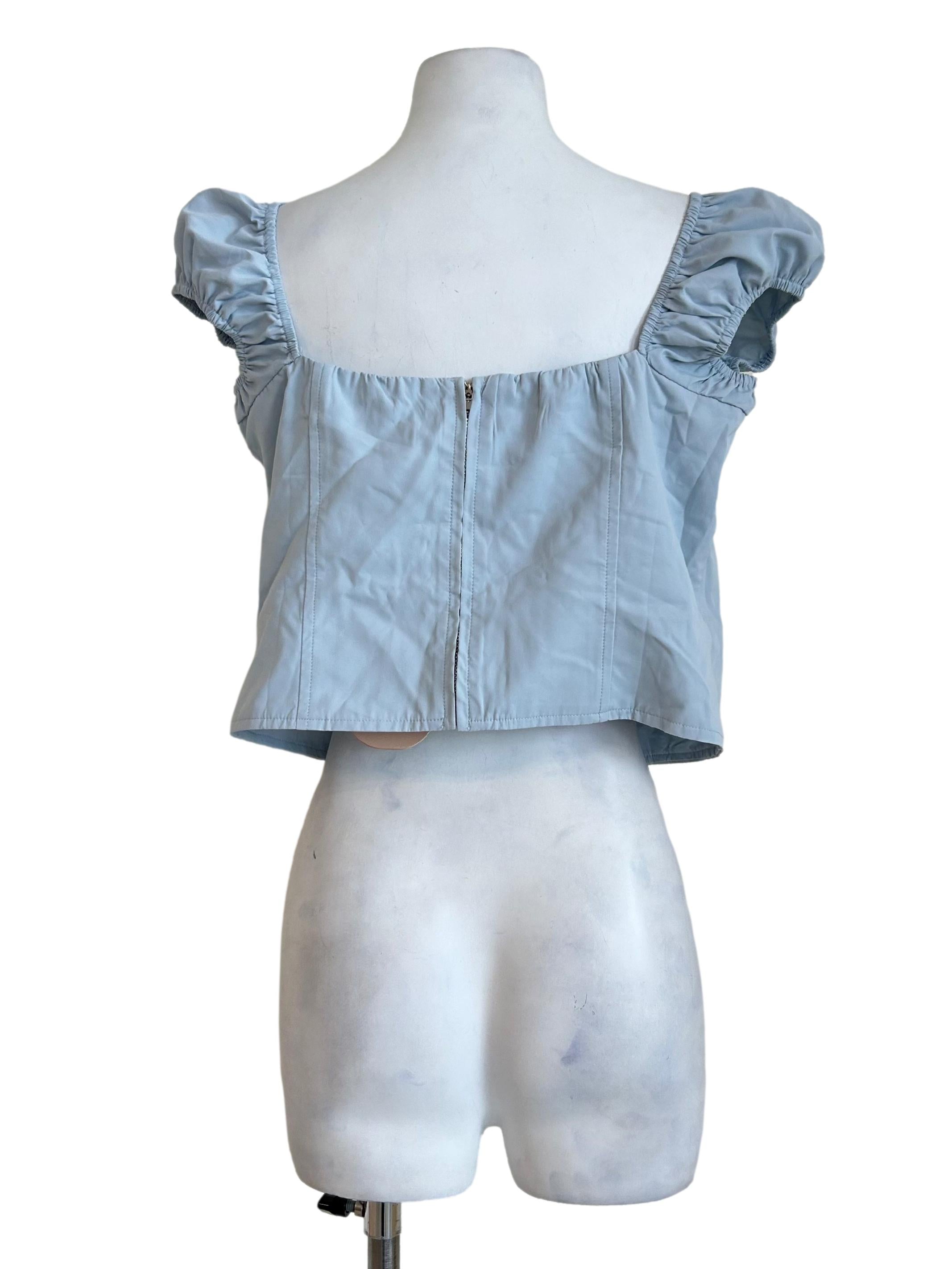 Sky Blue Ruched Crop Top