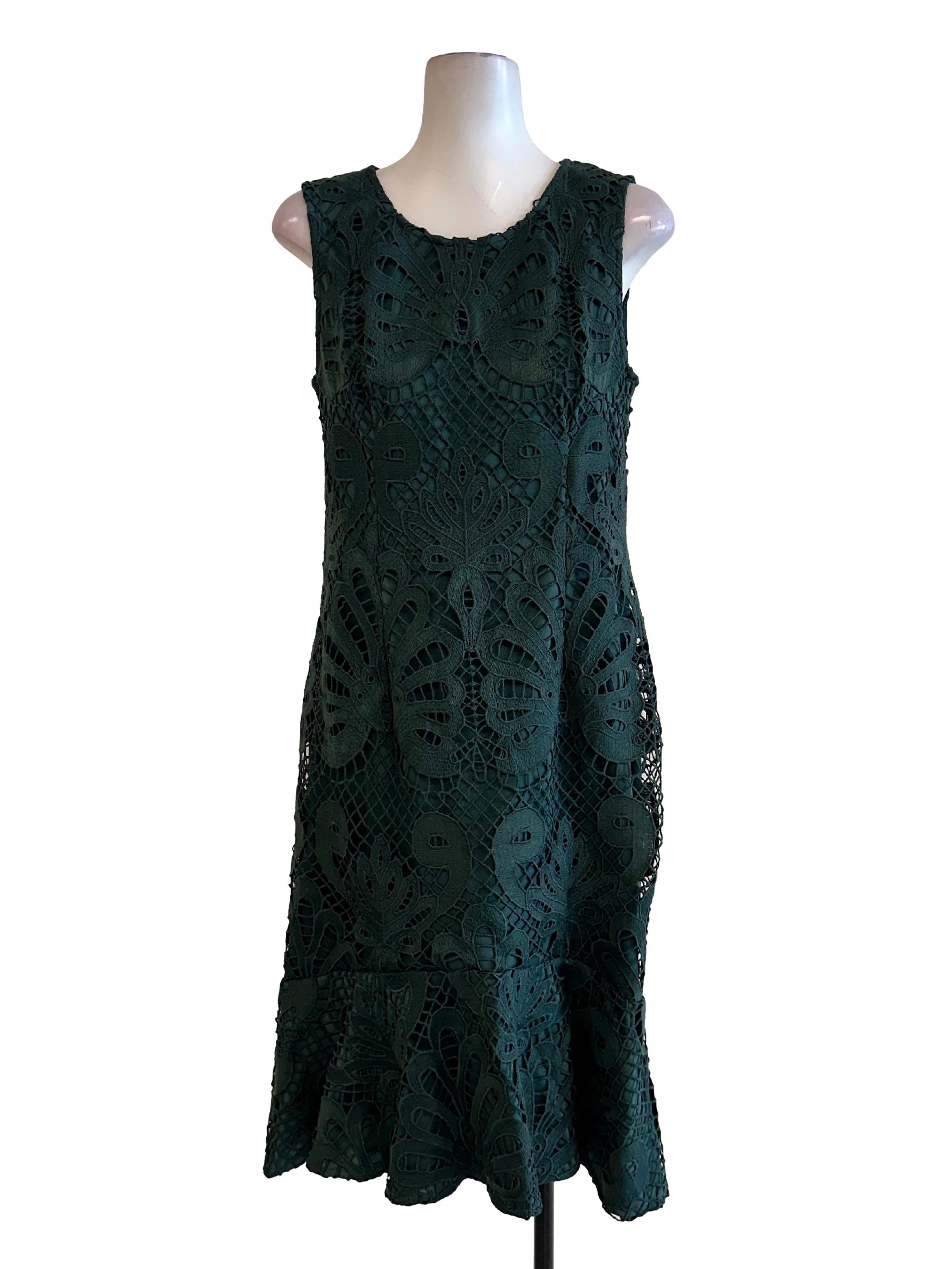 Basil Green Embroidery Pattern Dress