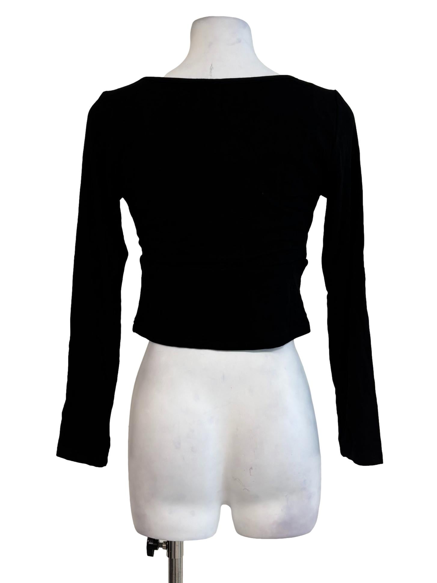 Black Ribbed Long Sleeve Top