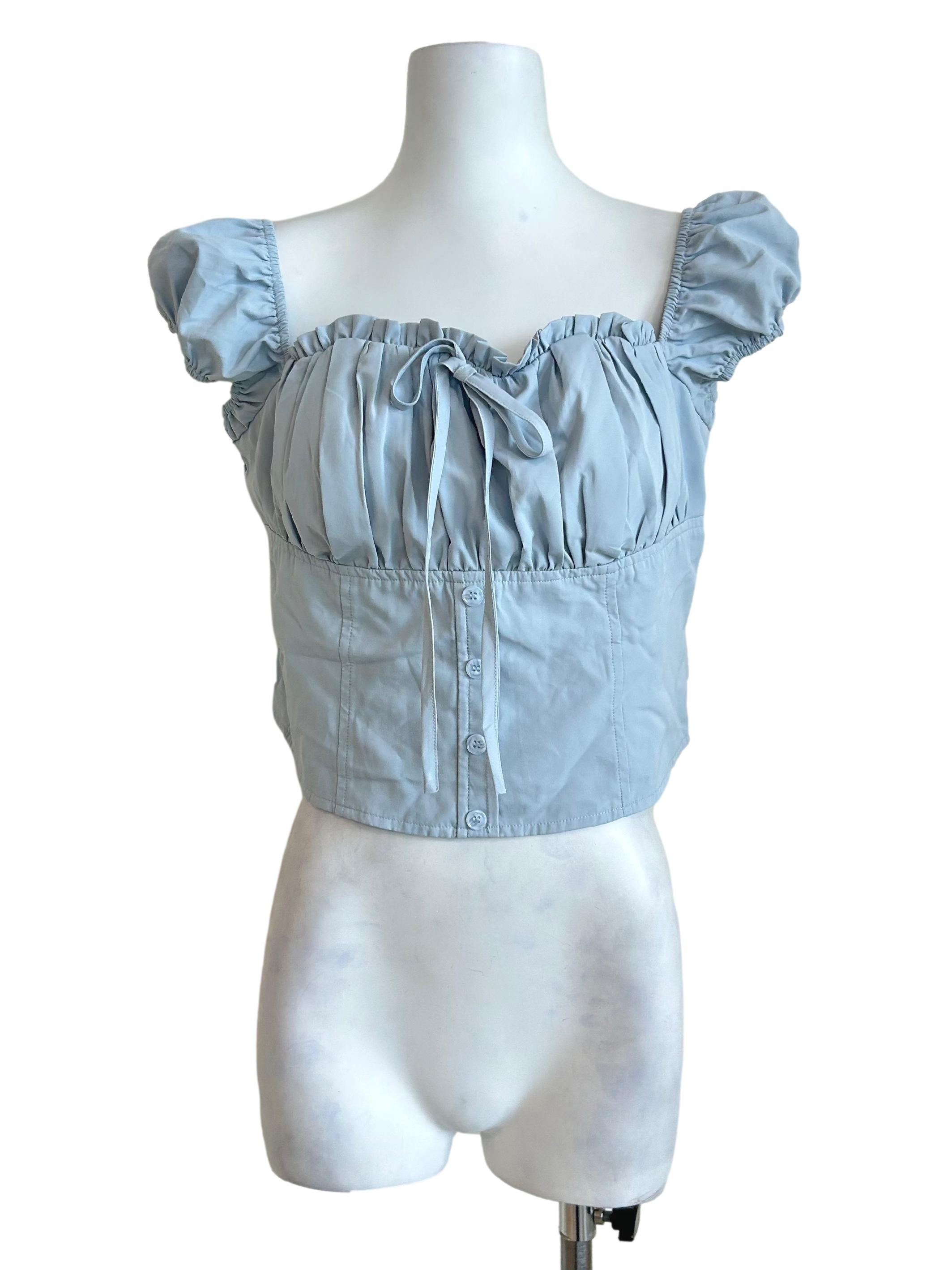 Sky Blue Ruched Crop Top