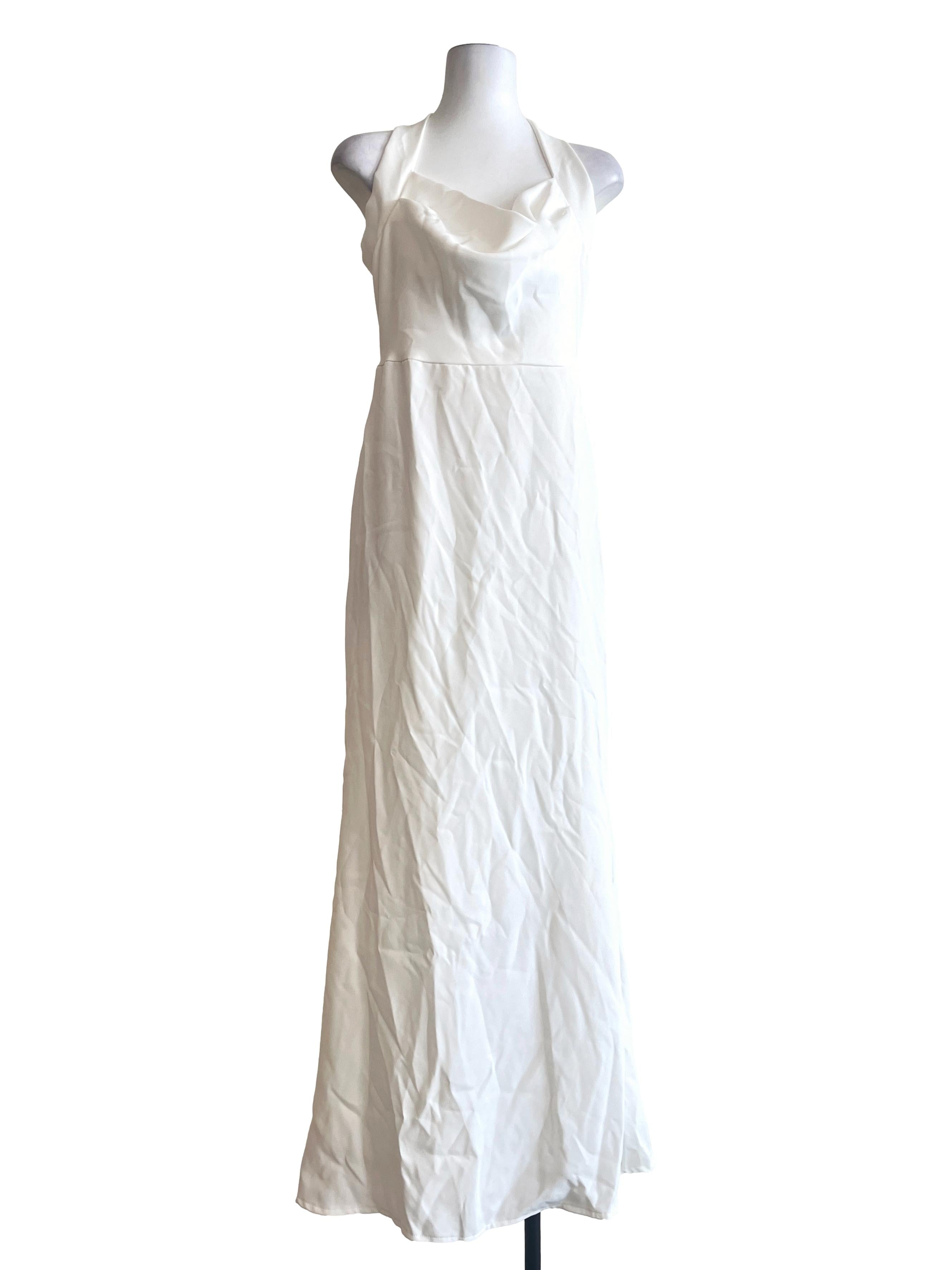 Off White Halter Strap A-Line Dress