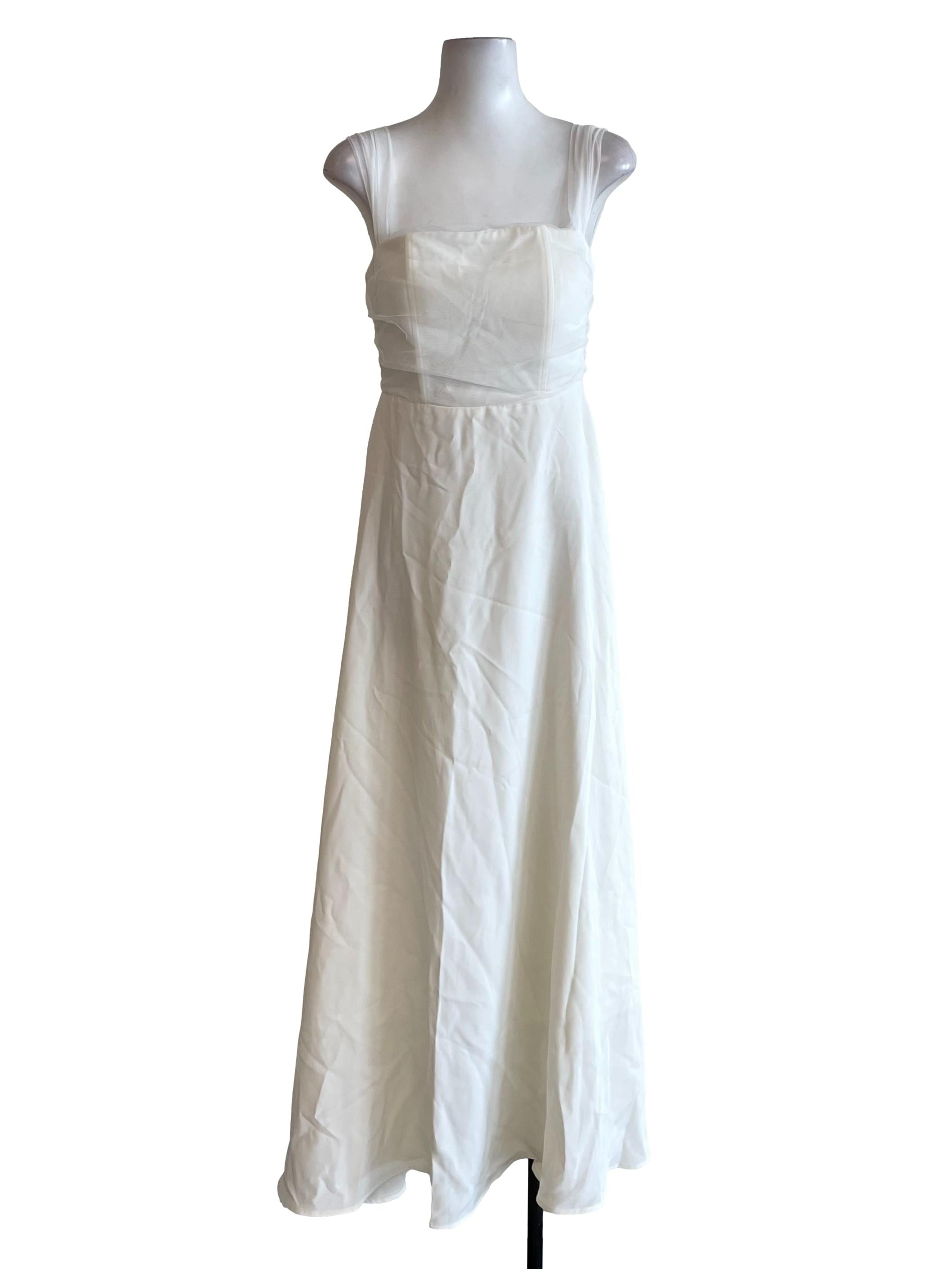 White Mesh Empire Dress