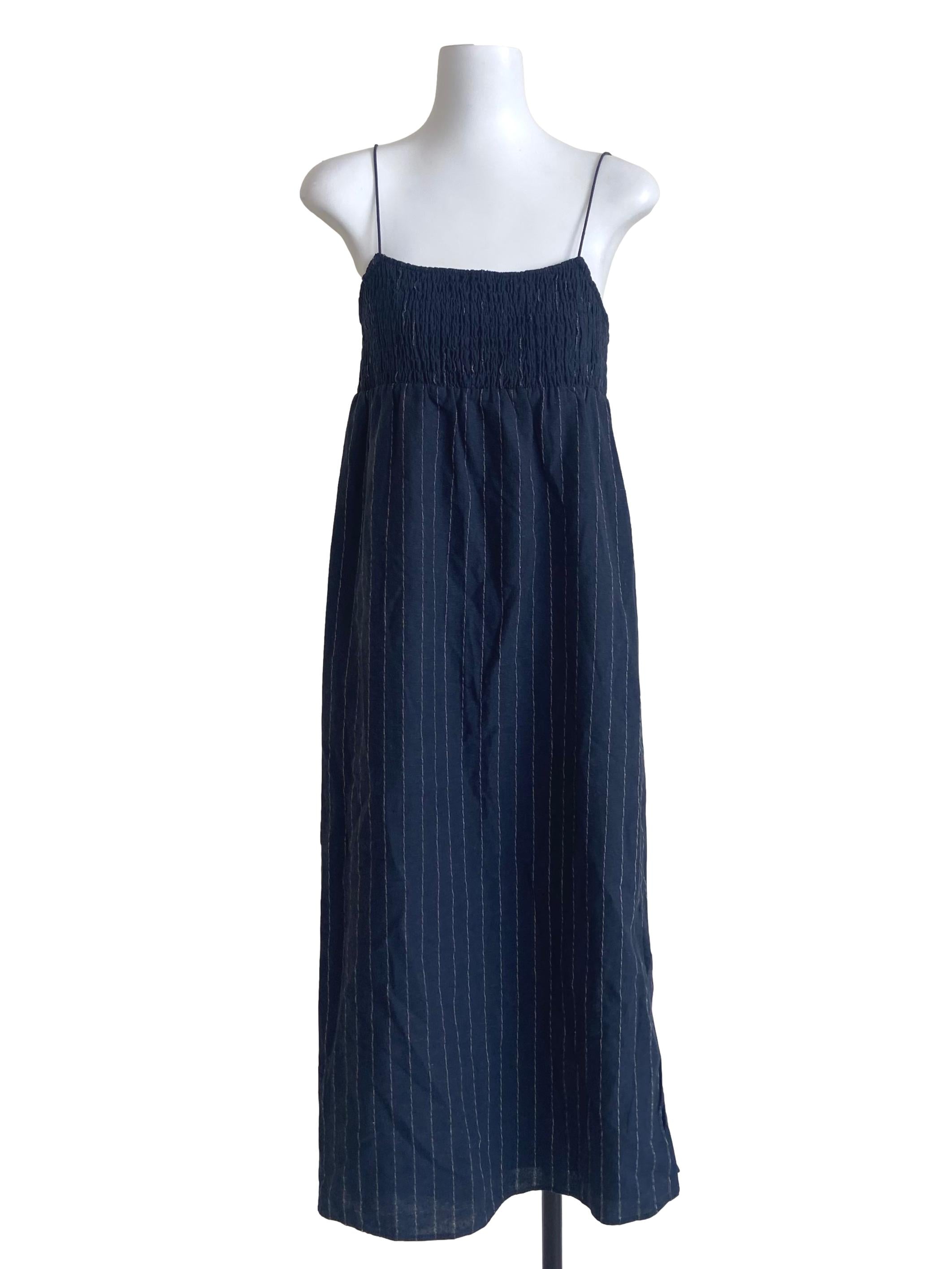 Navy Stripe Linen Pinstripe Dress OSN