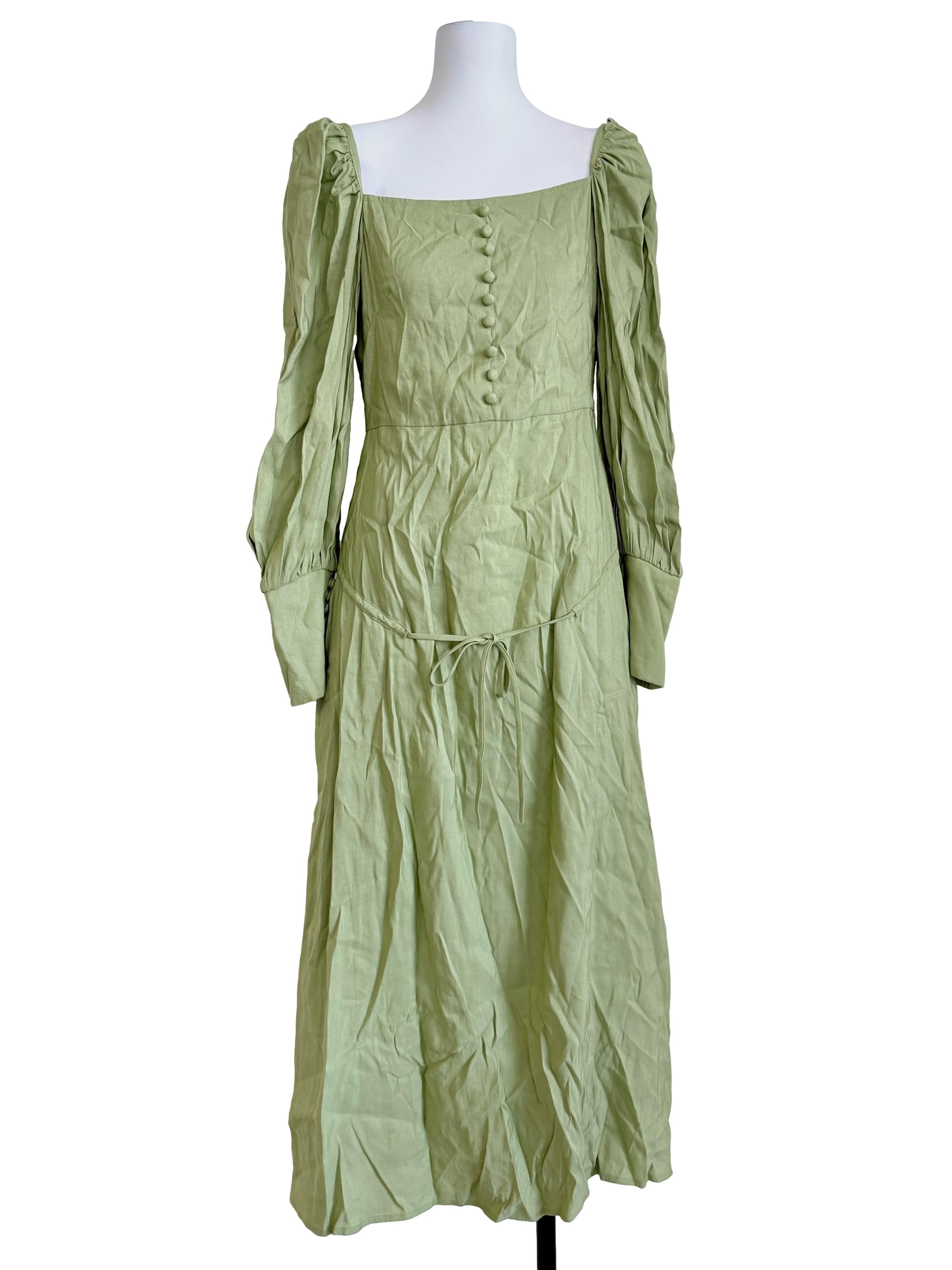 Lime Green Ruffle Sleeved Dress