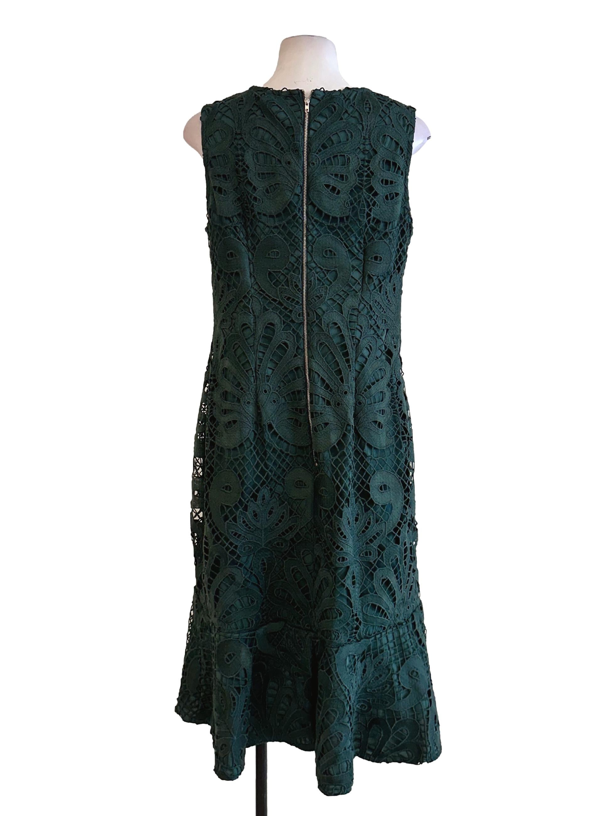 Basil Green Embroidery Pattern Dress