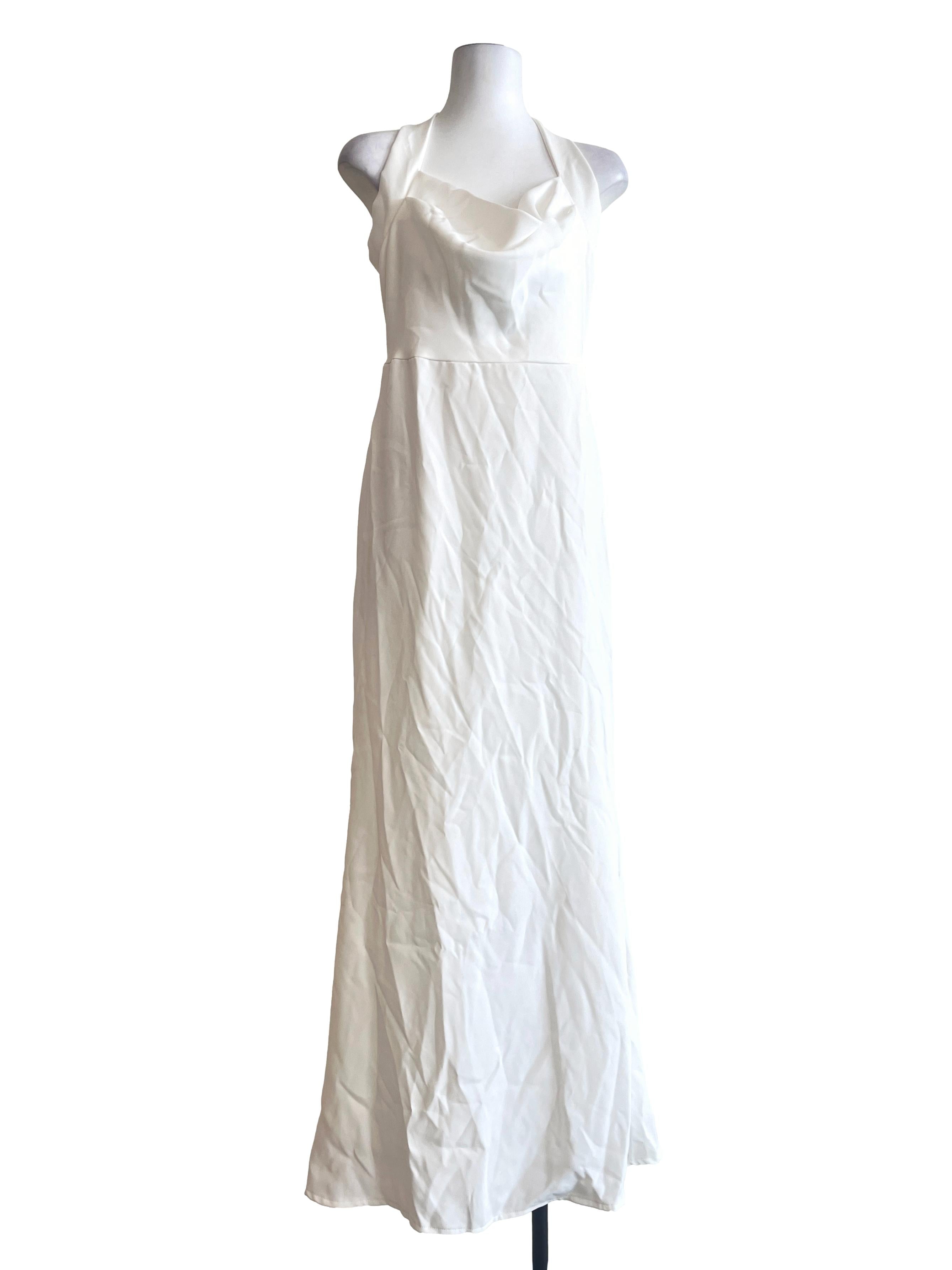 Off White Halter Strap A-Line Dress