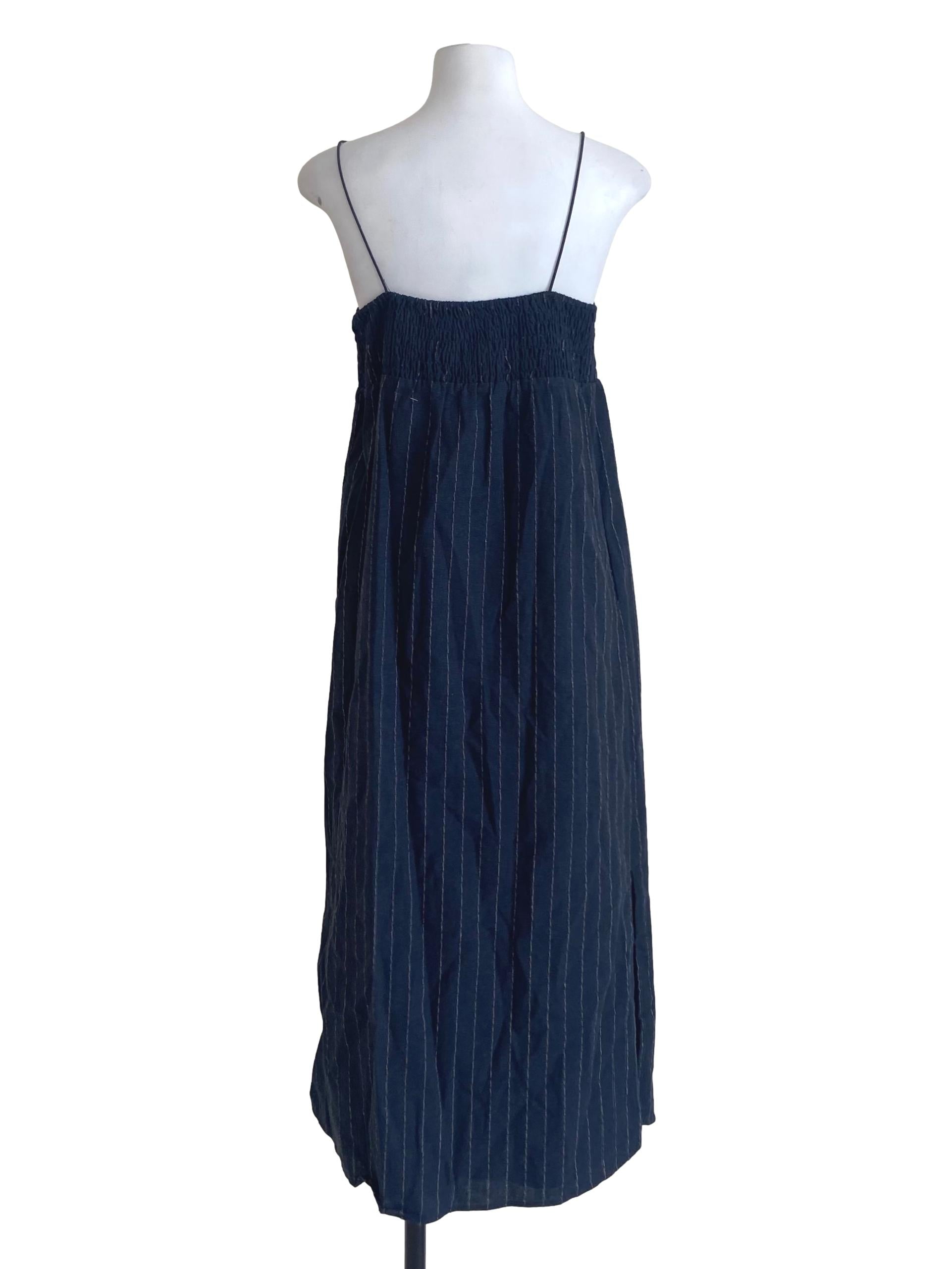 Navy Stripe Linen Pinstripe Dress OSN