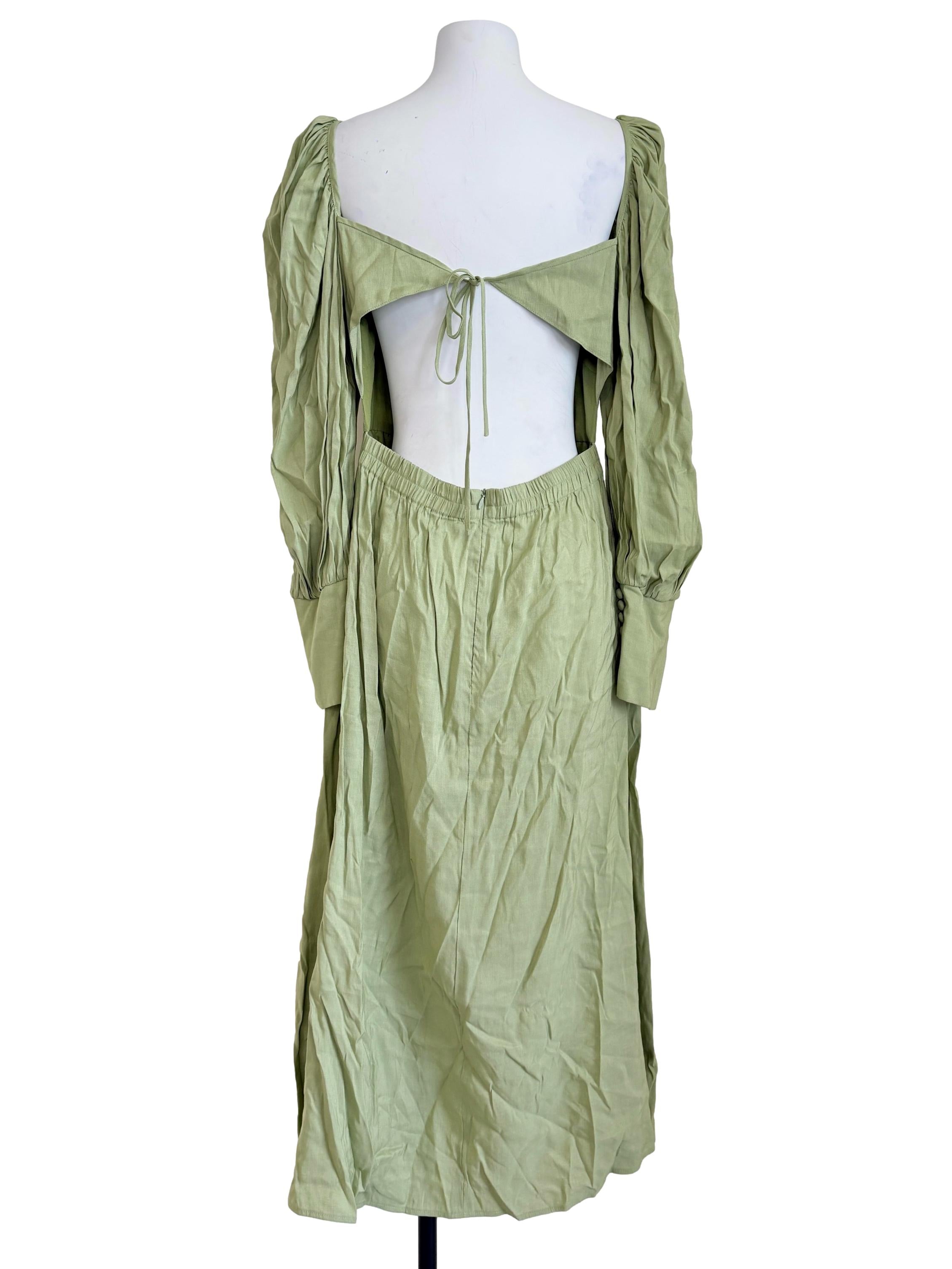 Lime Green Ruffle Sleeved Dress