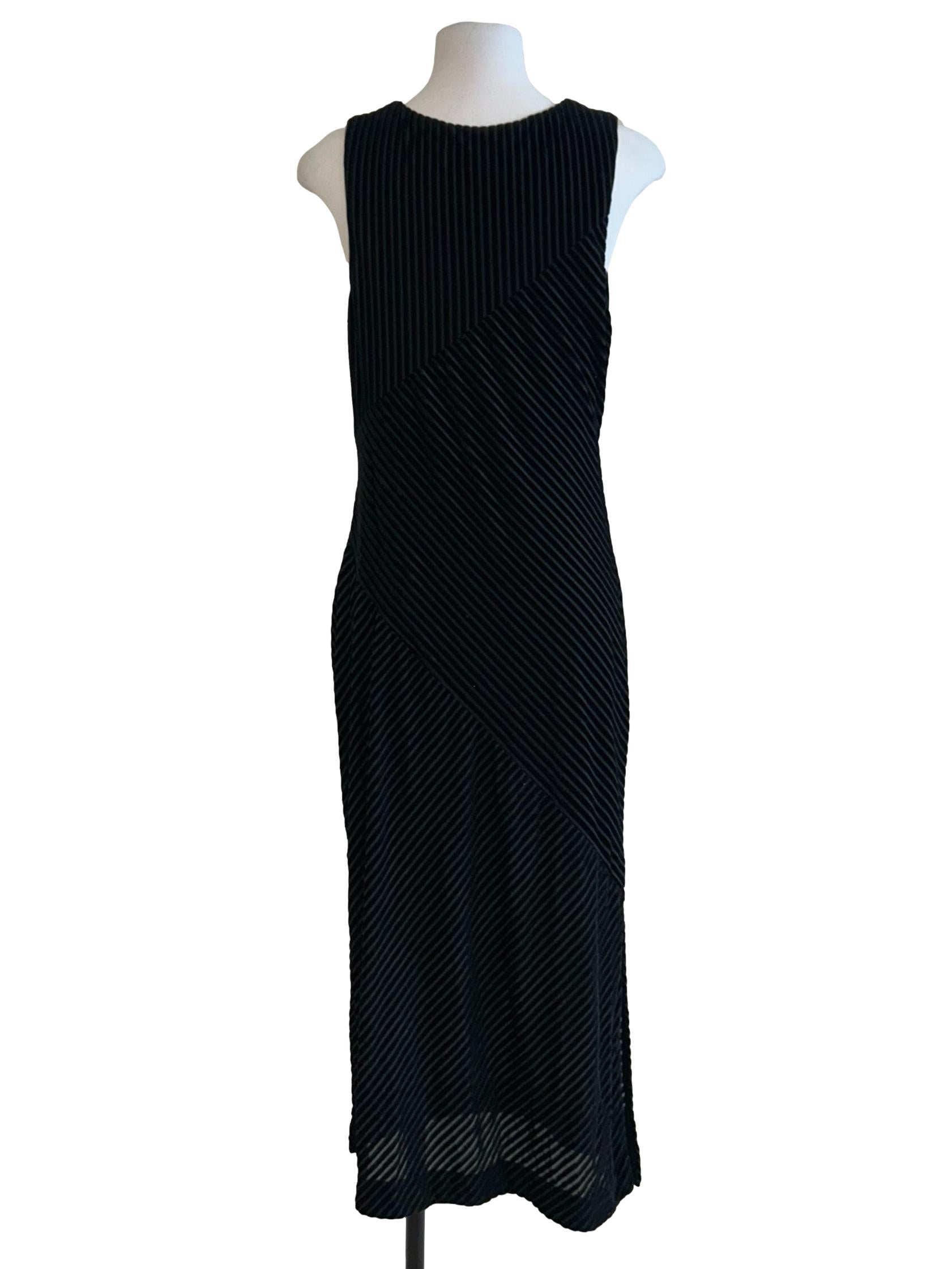 Black Corduroy Striped Dress