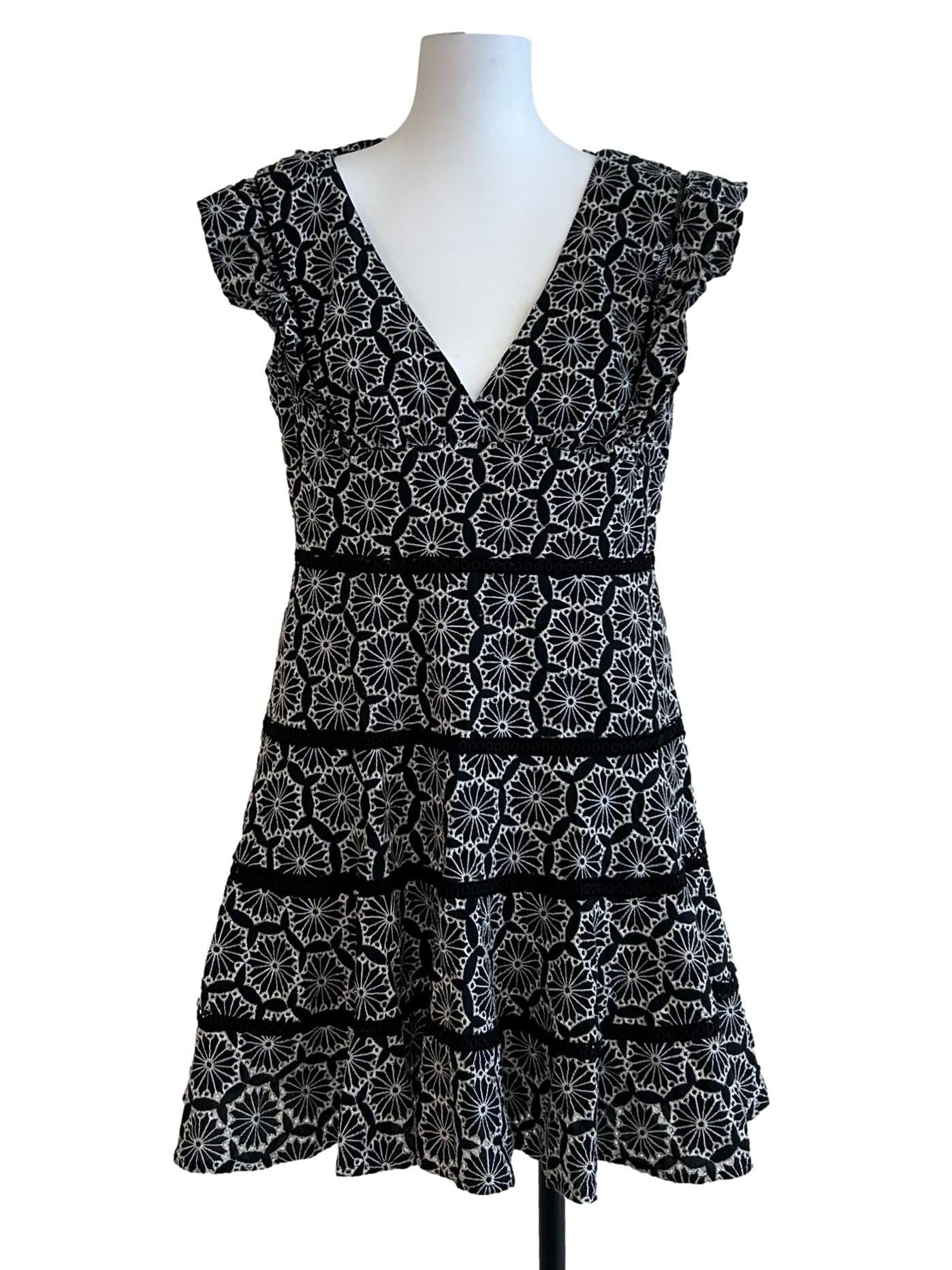Black And White Embroidered Dress