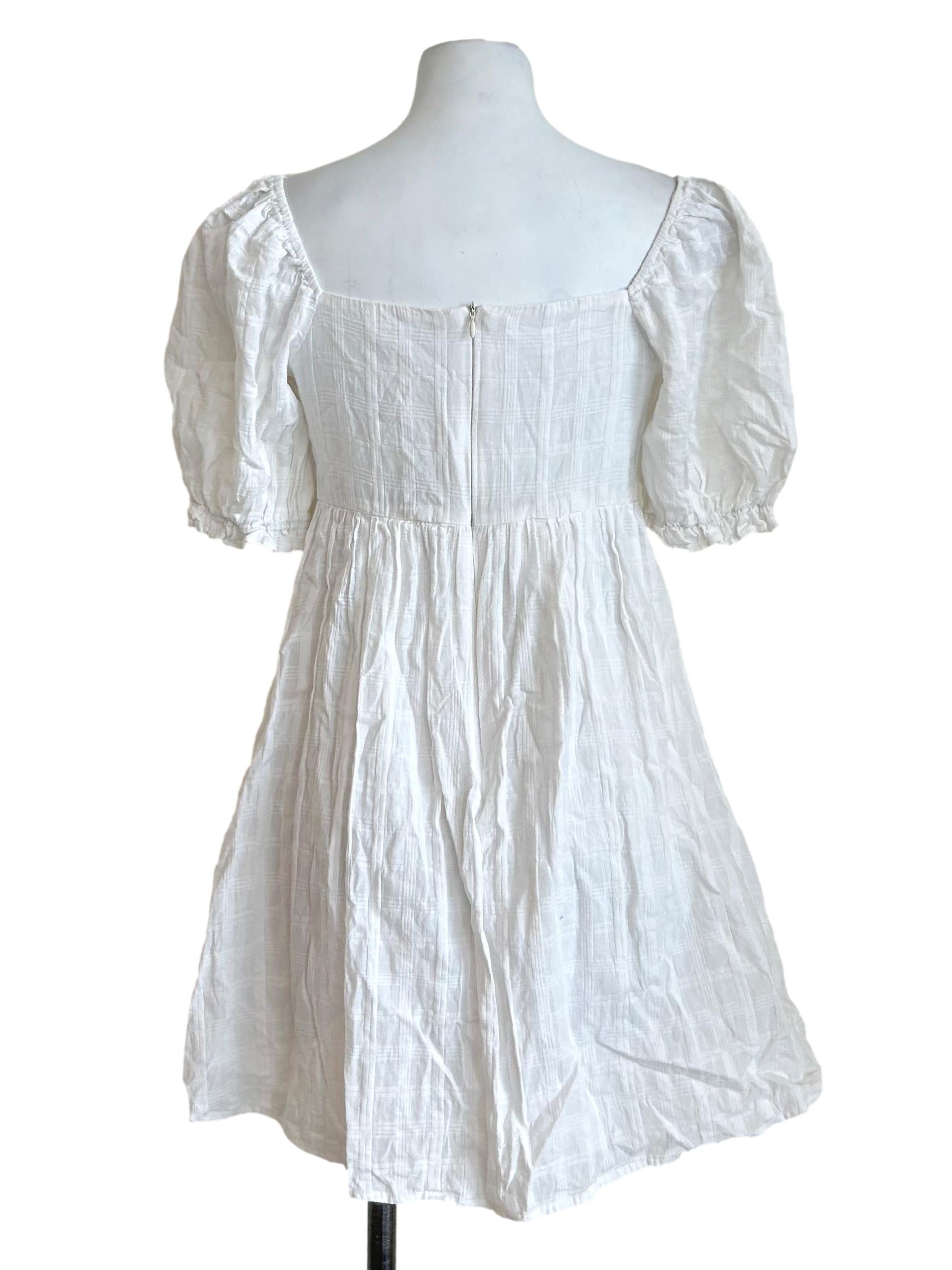 White Puff Sleeve Mini Dress