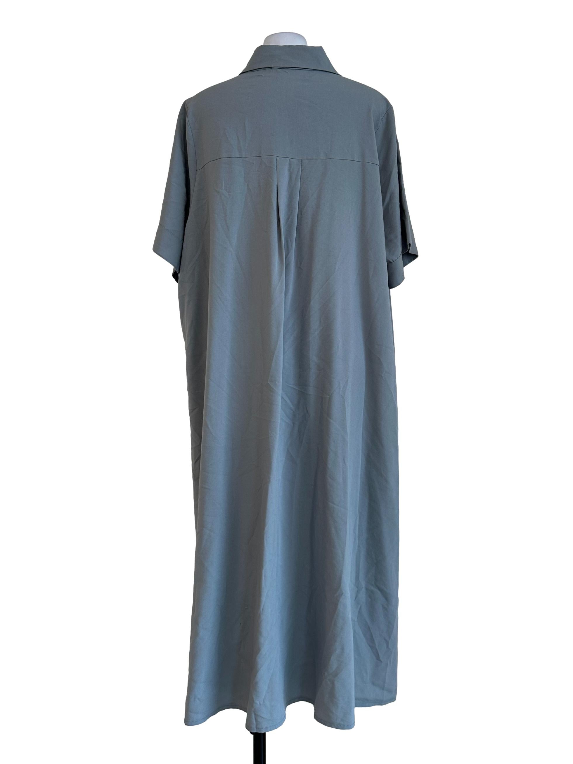 Sky Blue Plain Shirt Dress