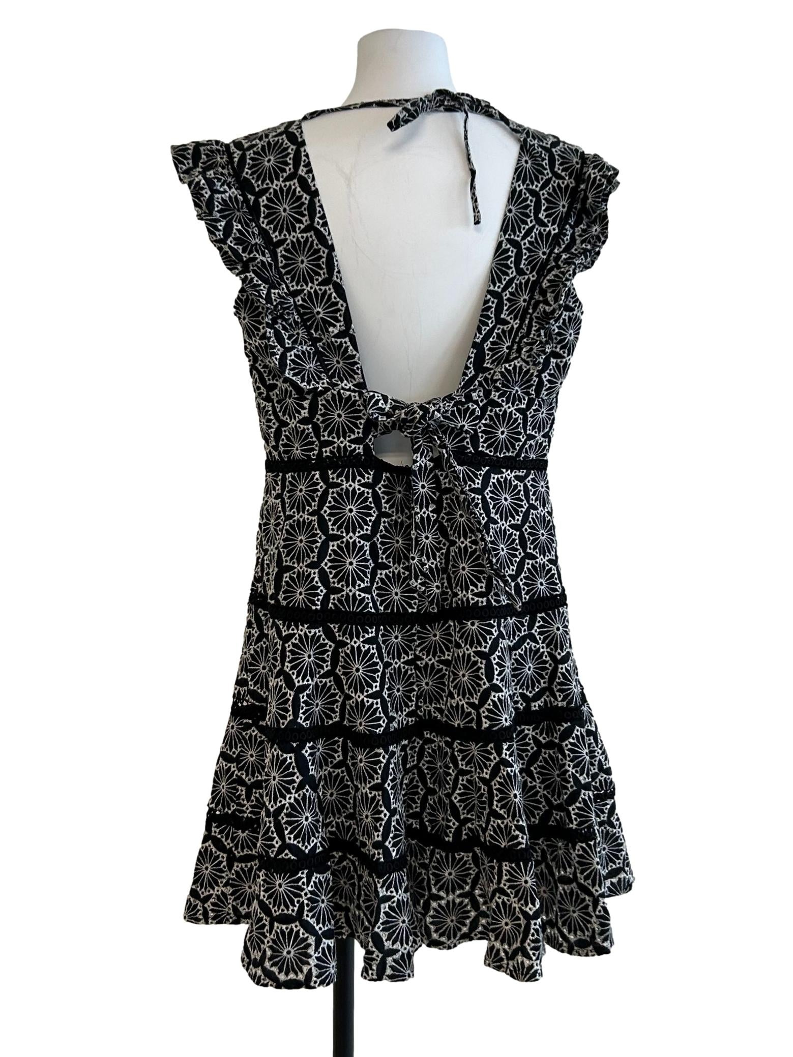 Black And White Embroidered Dress