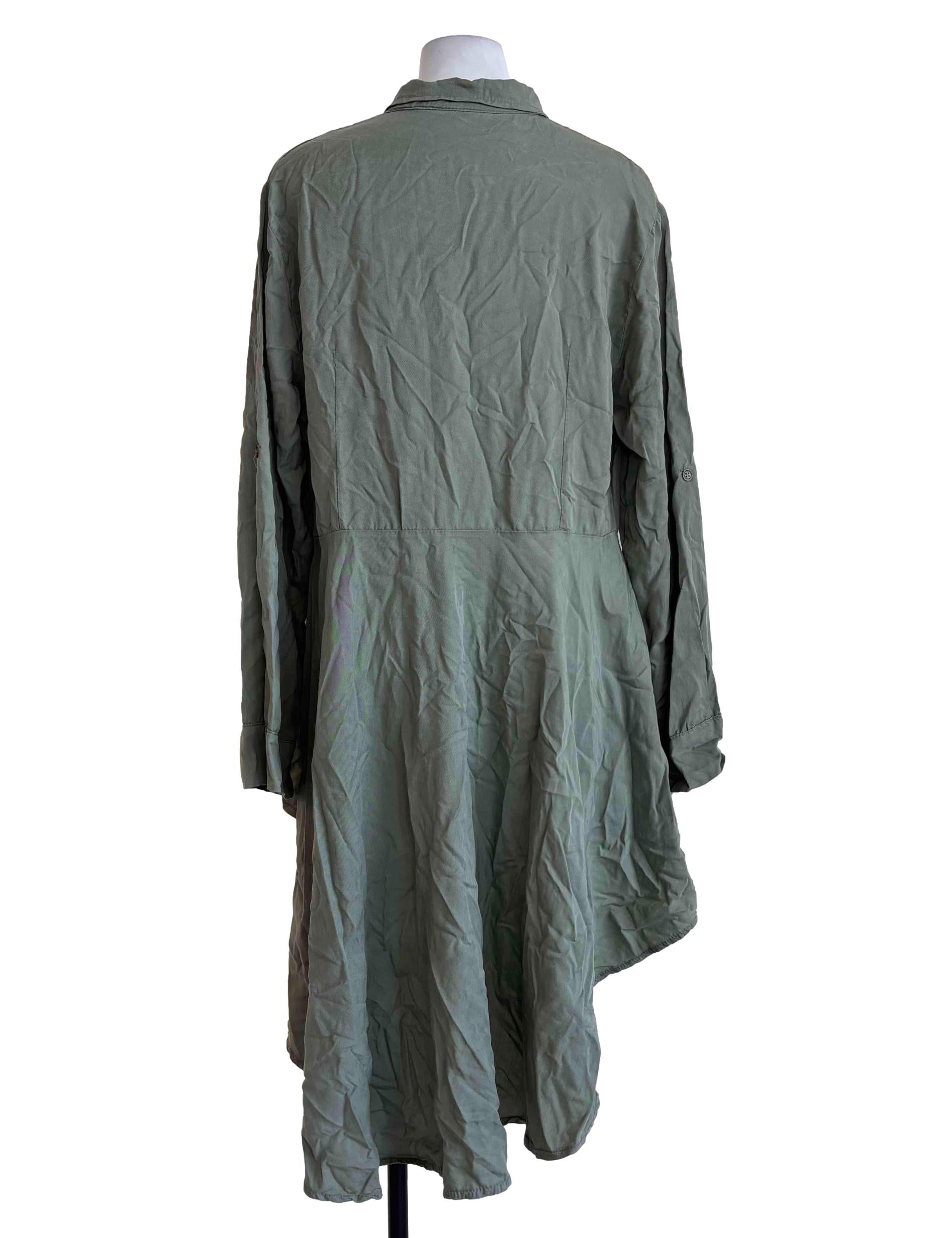 Sage Green Buttoned Asymmetrical Dress