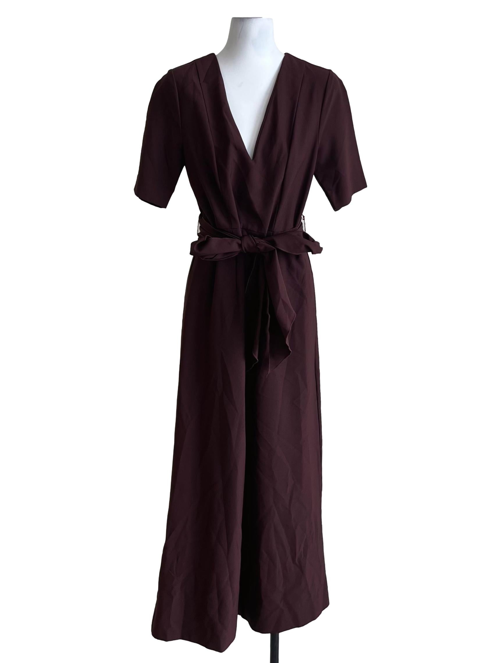 Hickory Brown V-Neck Jumpsuit