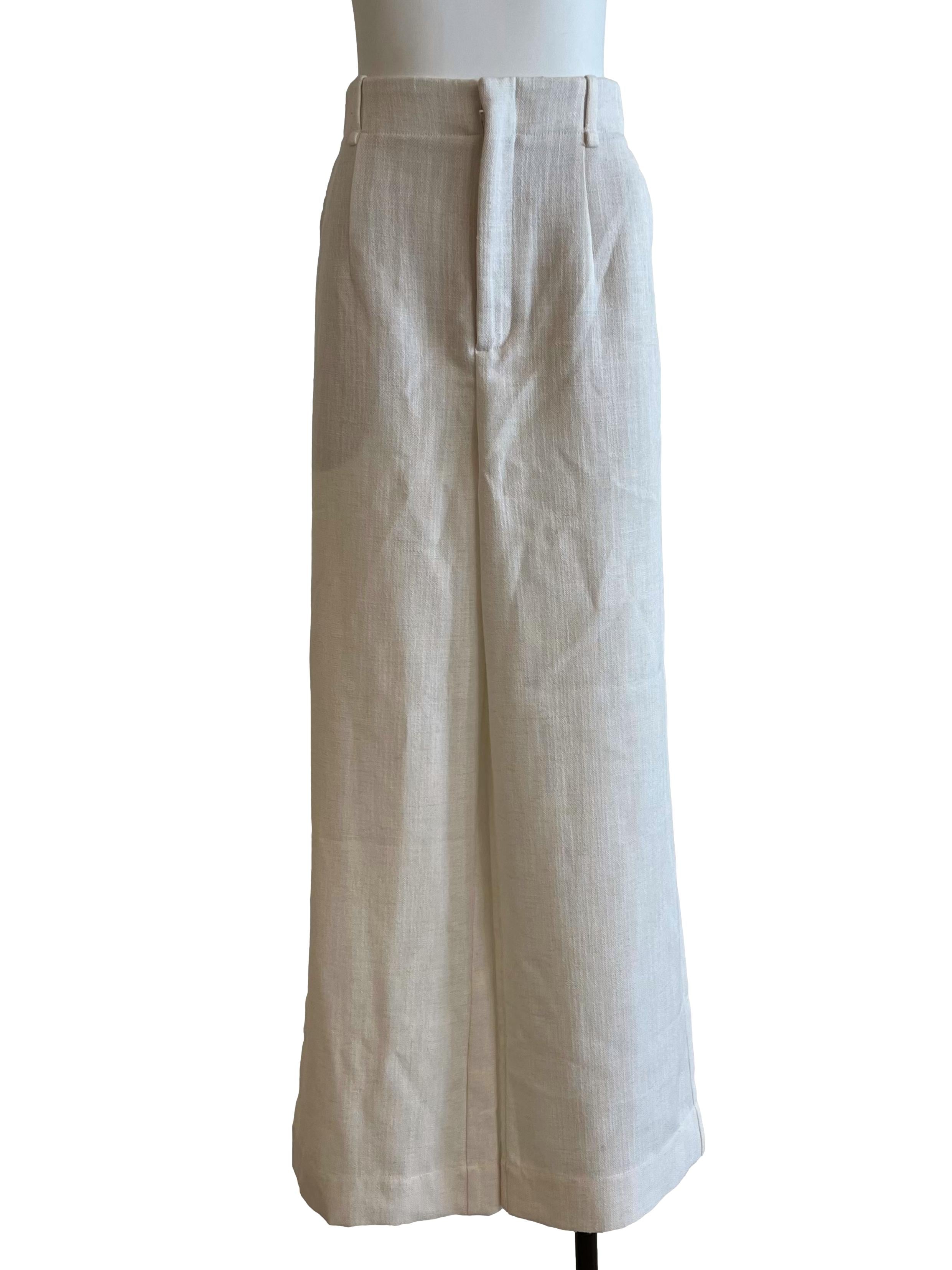White Textured Trousers