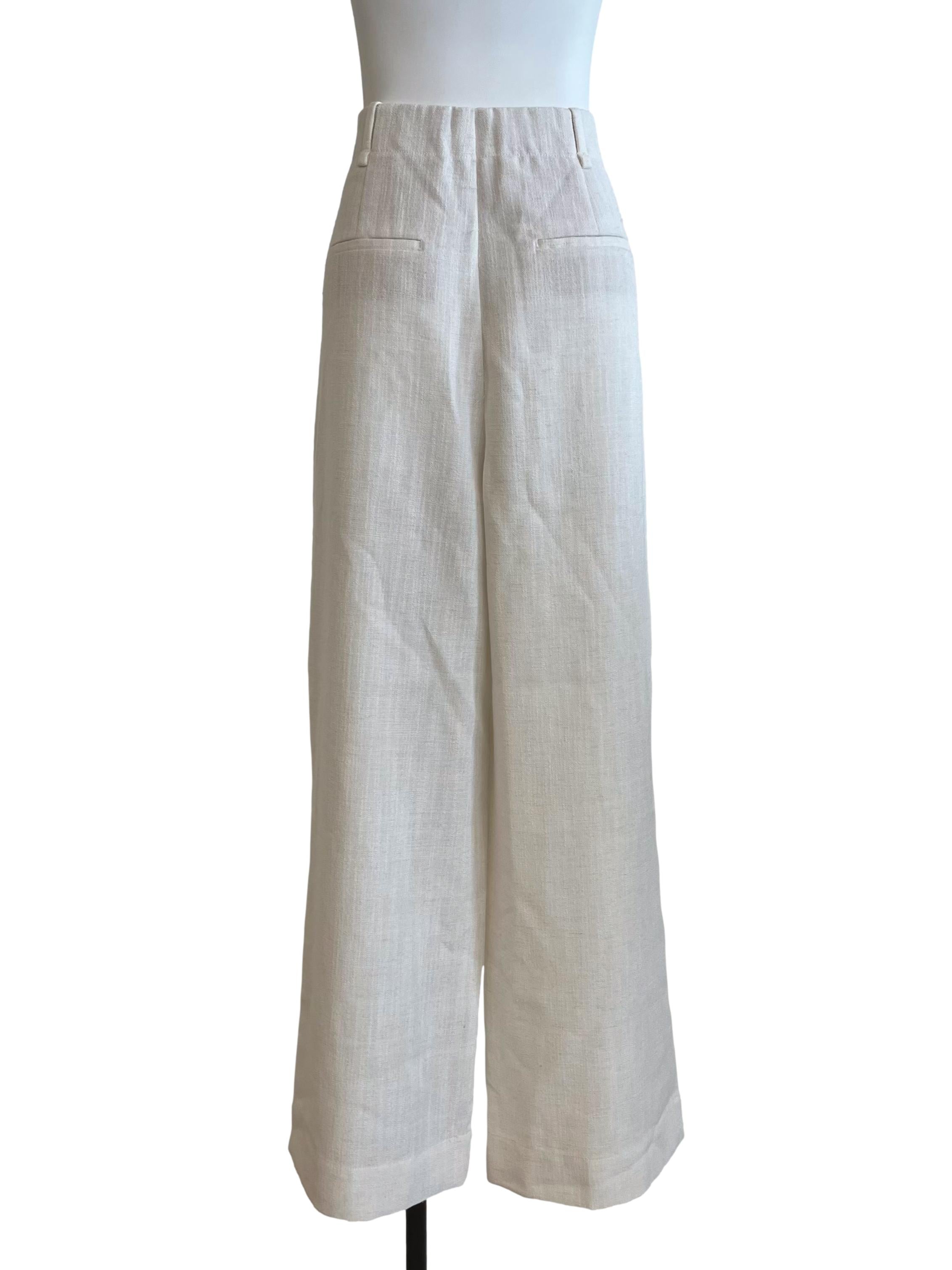 White Textured Trousers