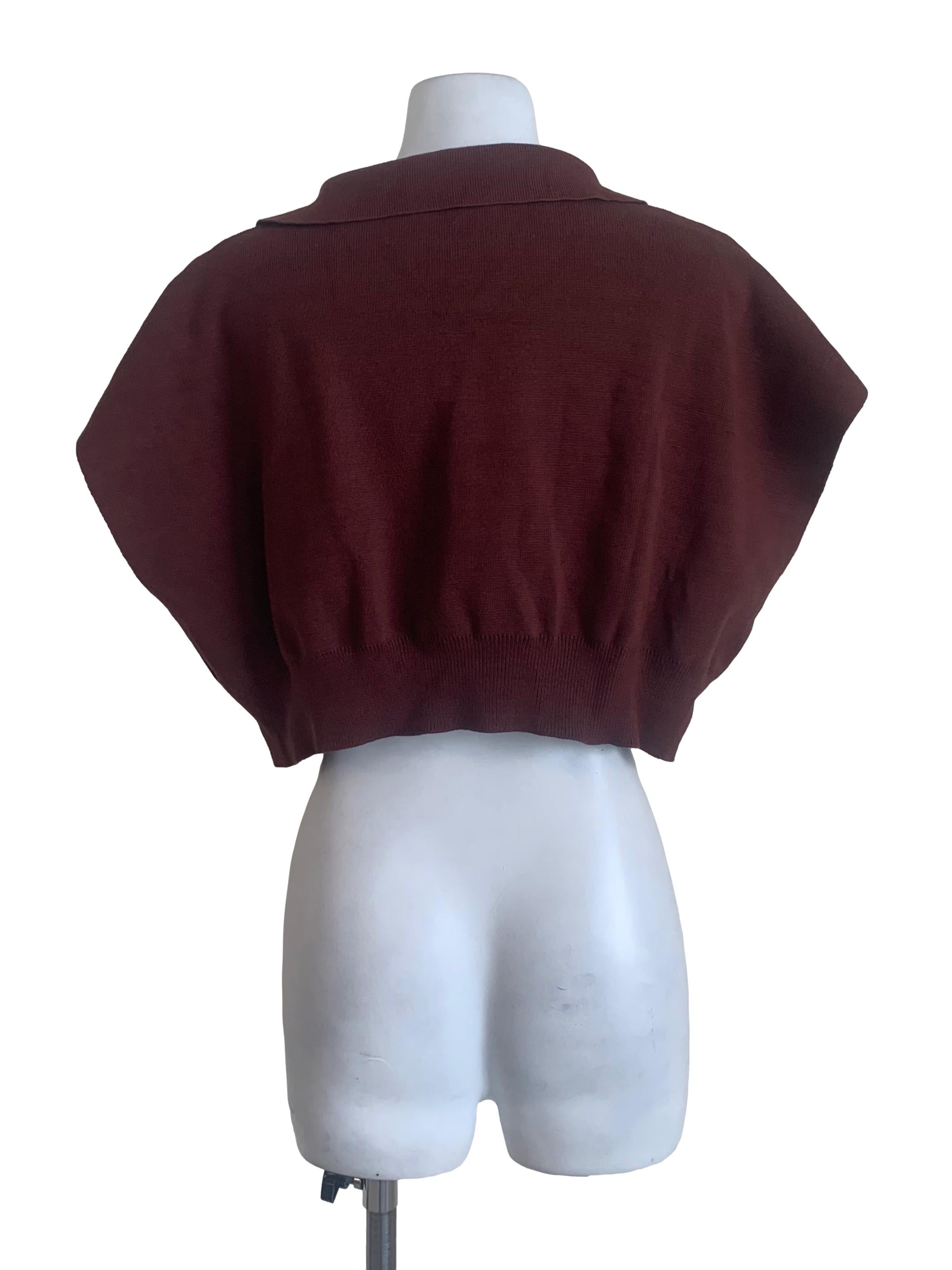 Syrup Brown Drop Shoulder Sleeves Crop Top