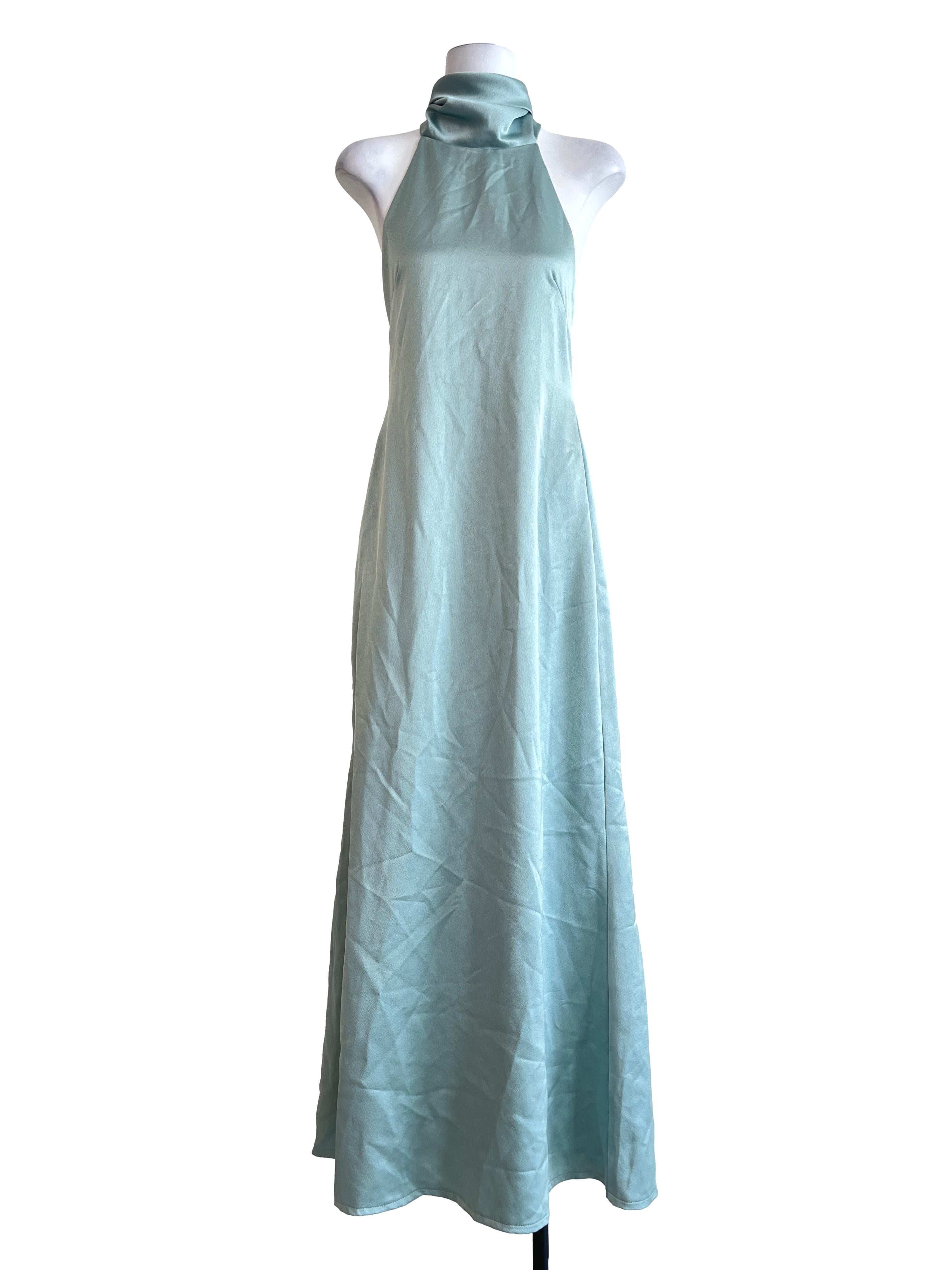 Mint Green High Neck Slip Dress
