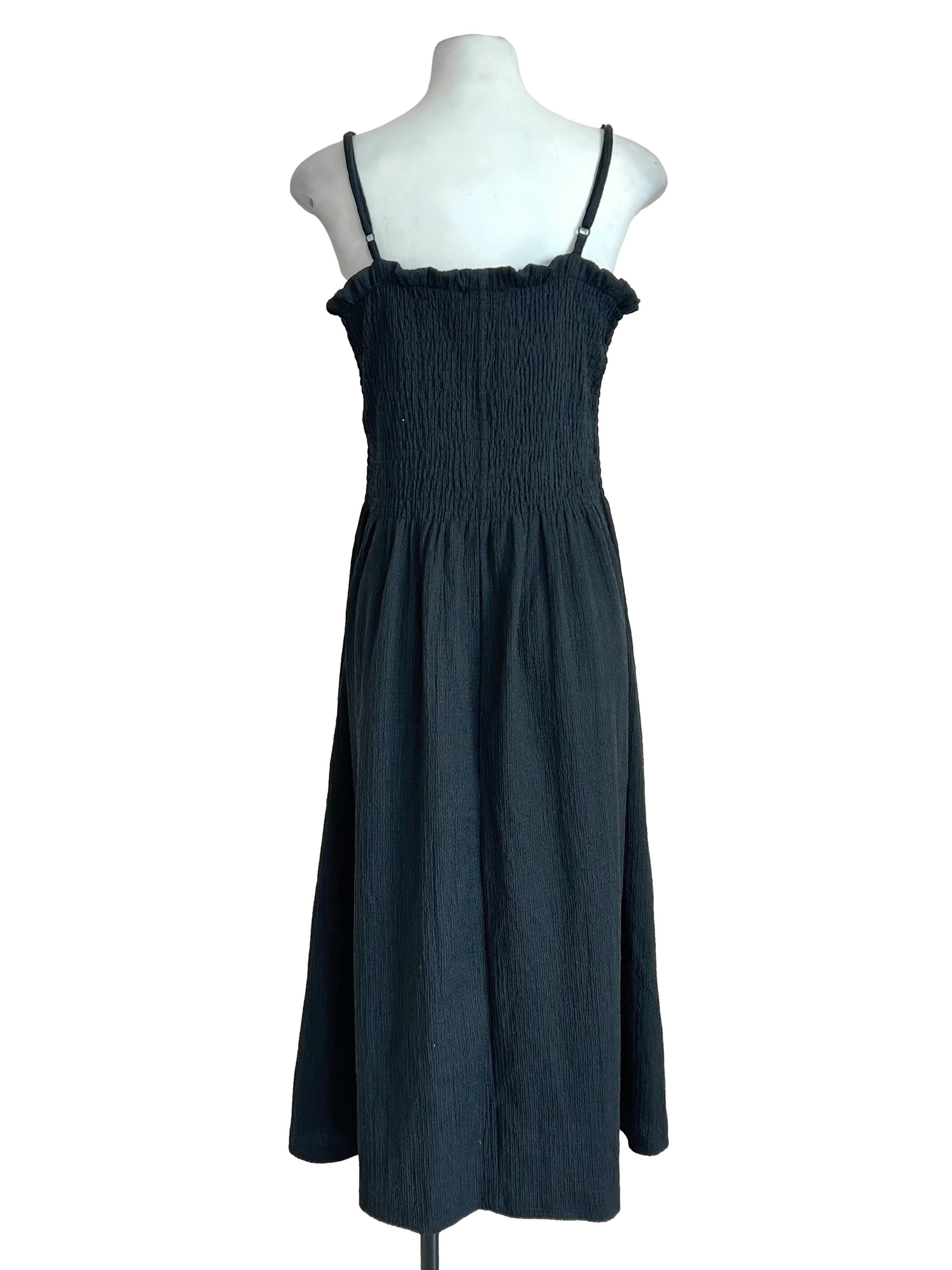 Black Smocked Cami Maxi Dress