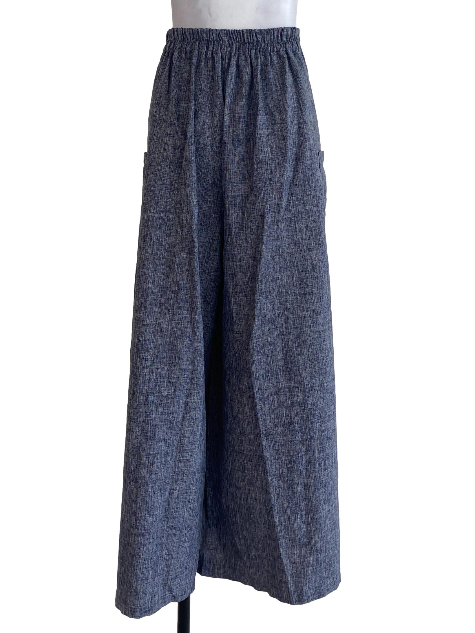 Dark Blue Textured Pants