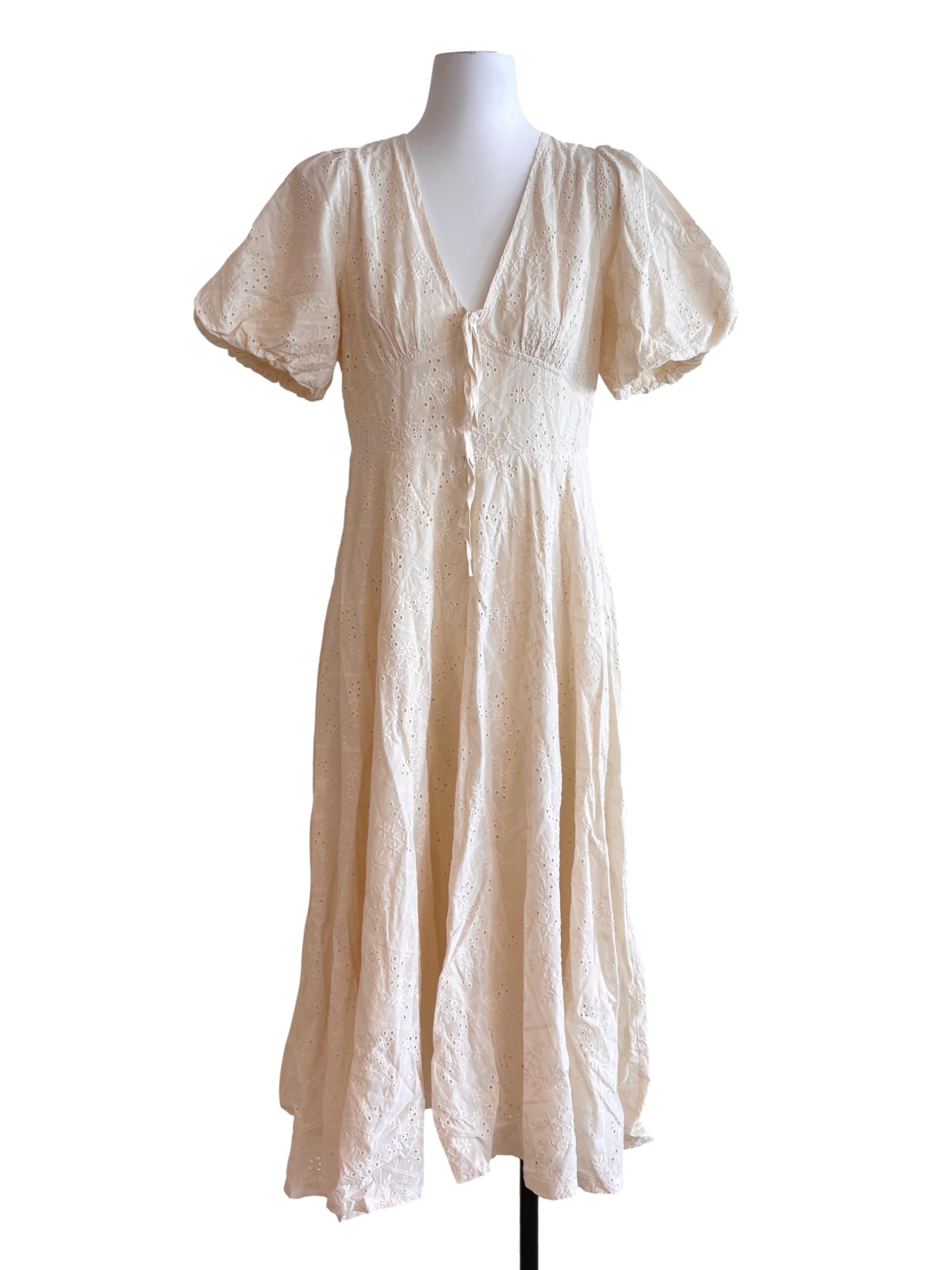 Cream White Embroidered Dress