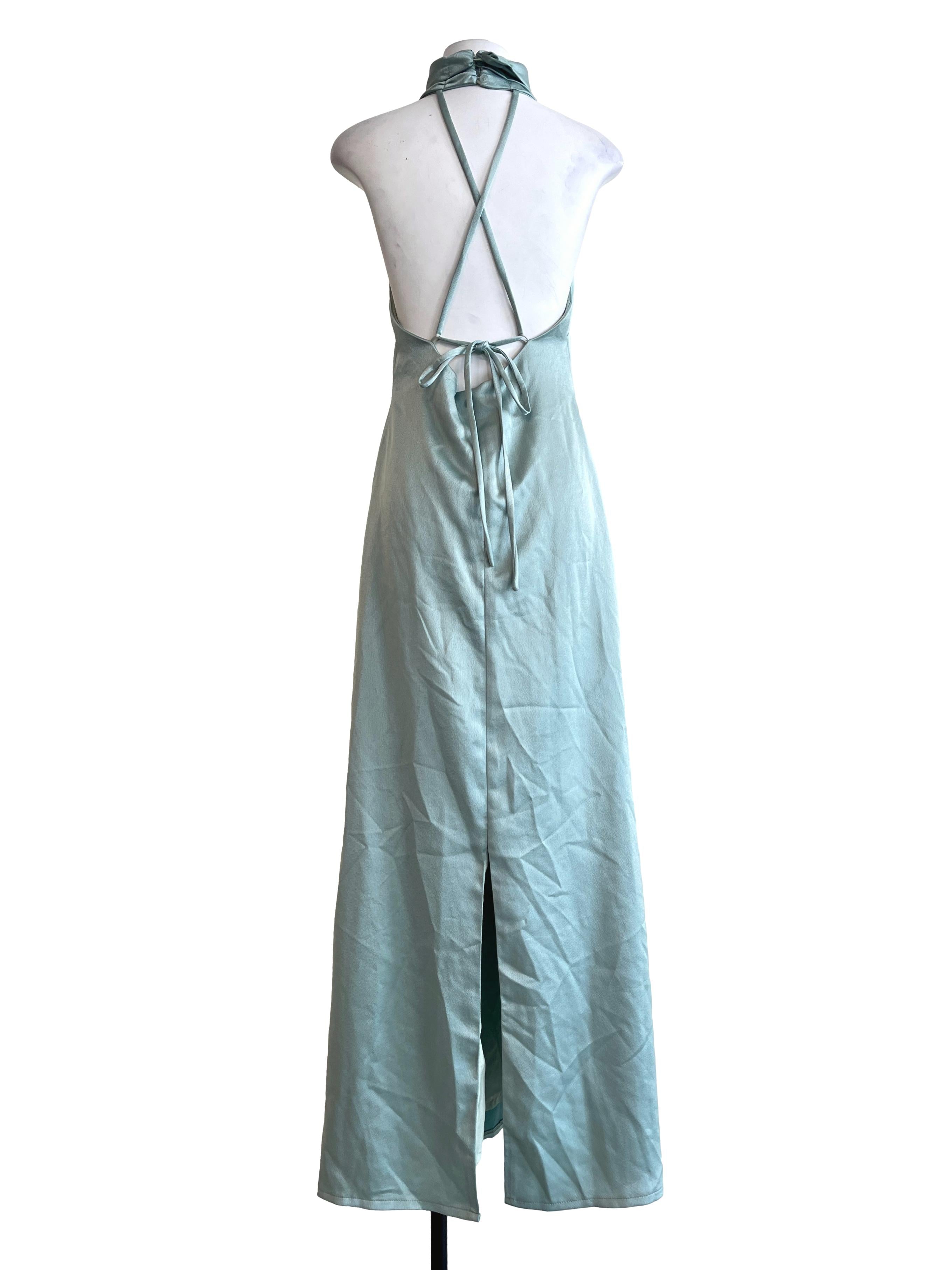 Mint Green High Neck Slip Dress
