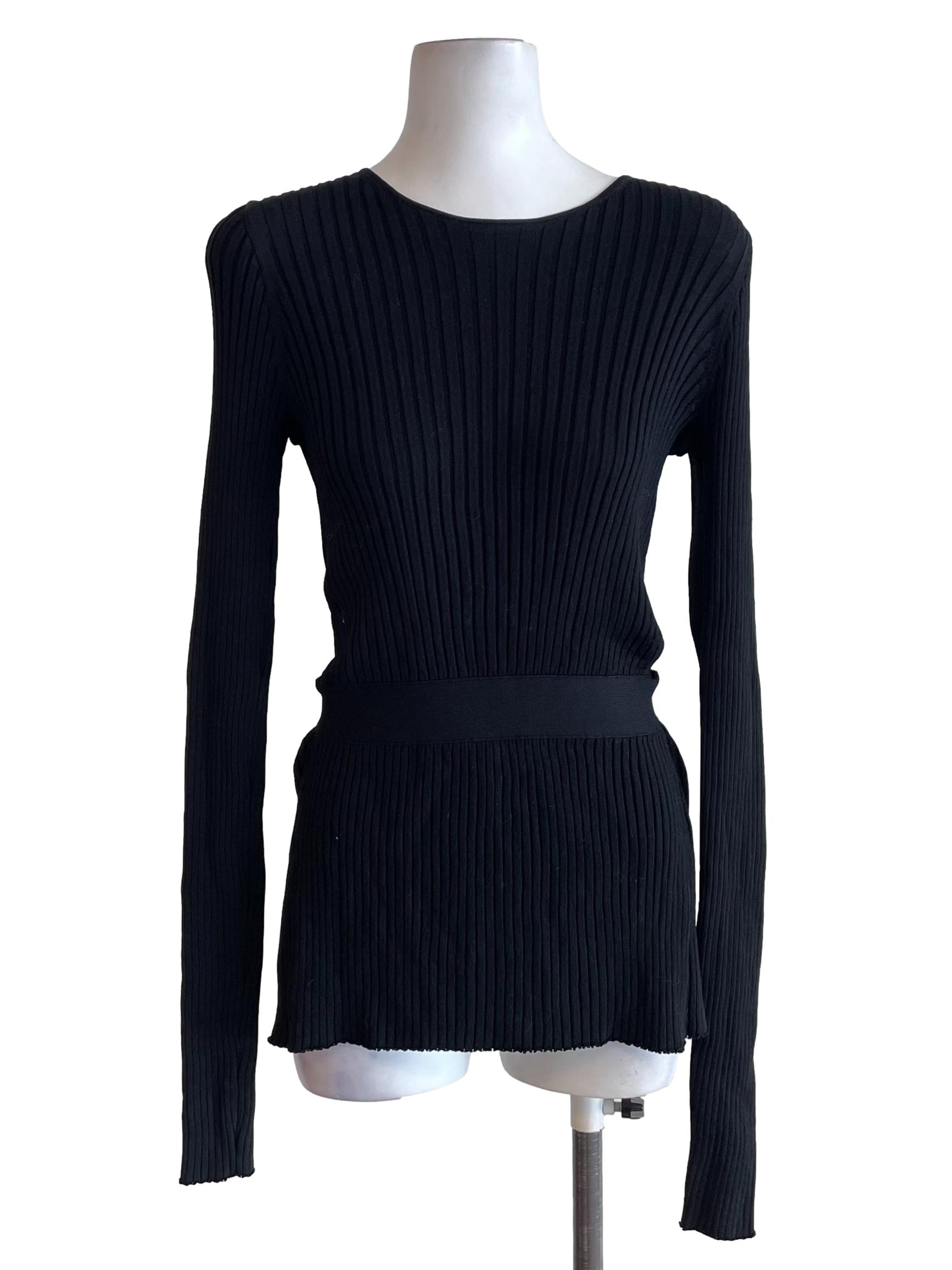 Black Ribbed Open Back Fit Top