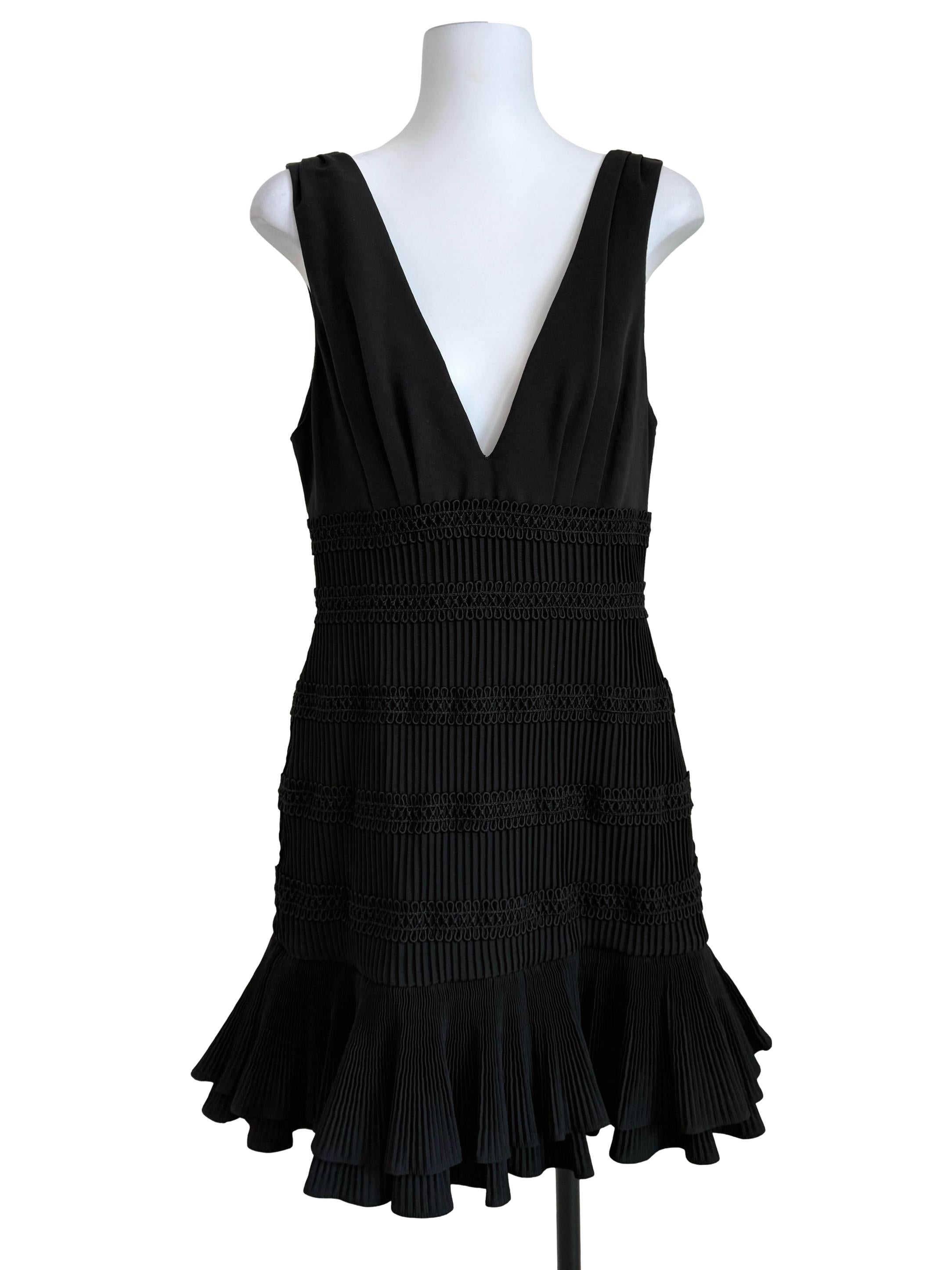 Black Pleated Flare Dress
